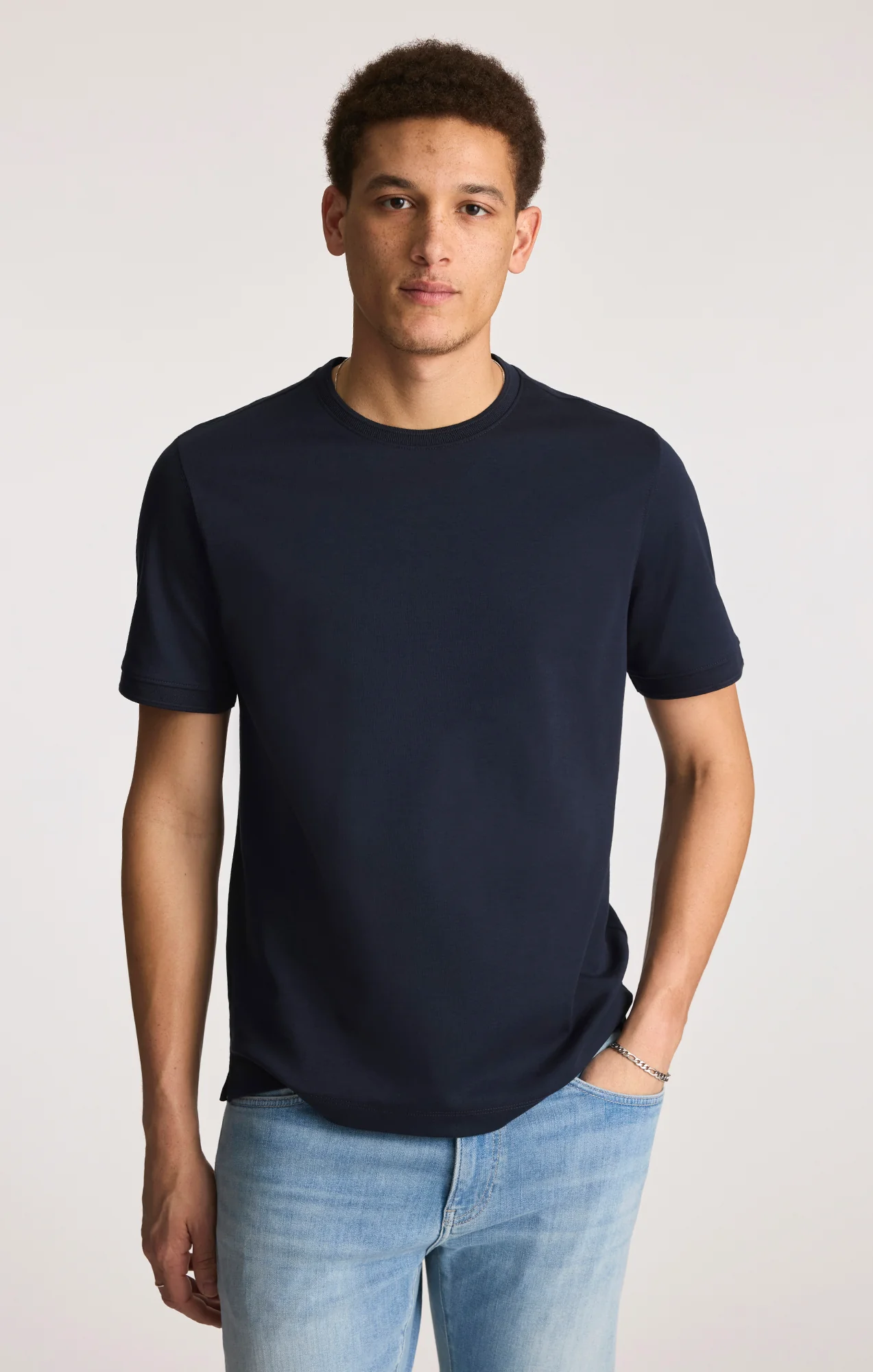 INTERLOCK CREW NECK T-SHIRT IN SKY CAPTAIN