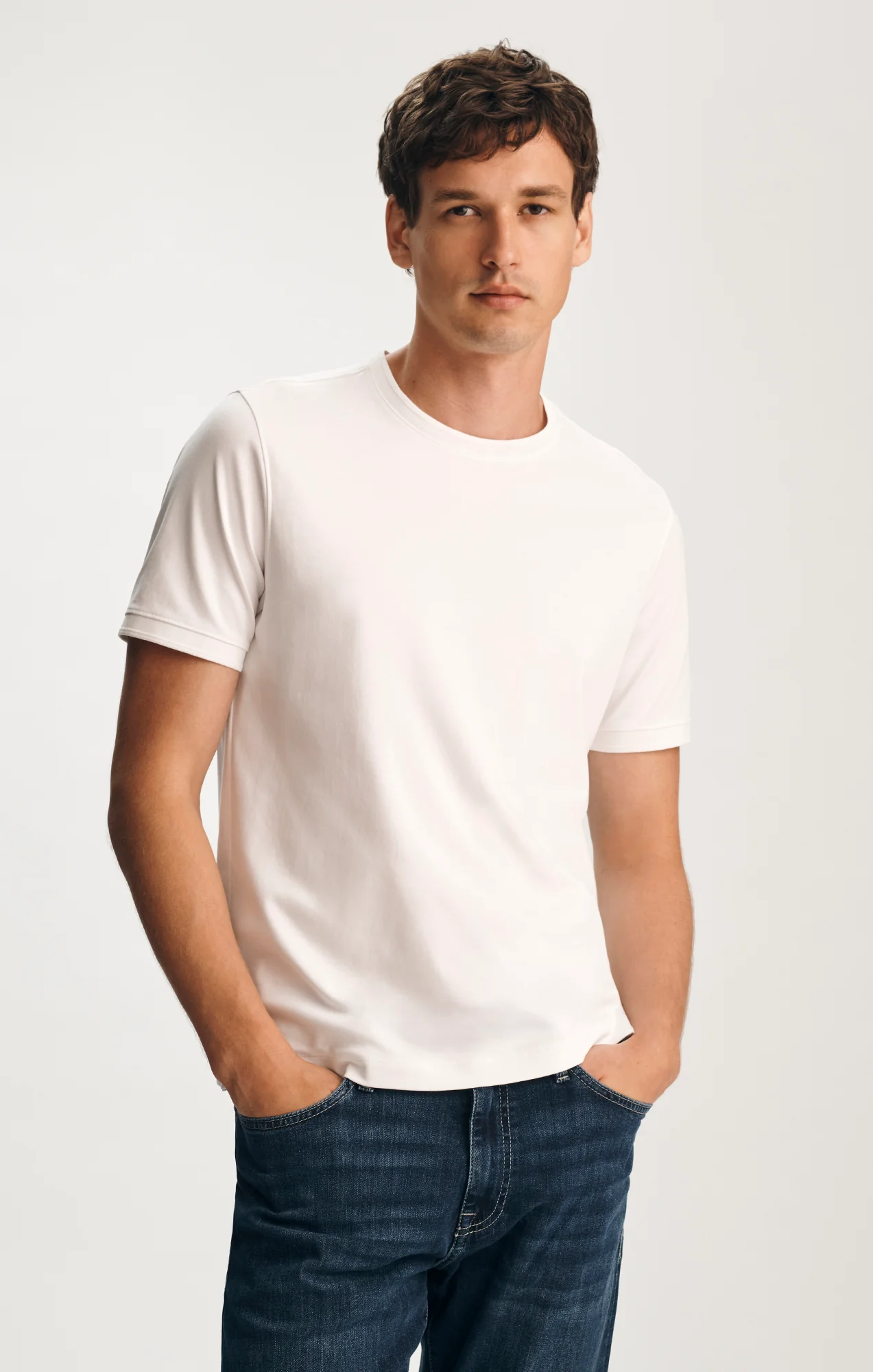 INTERLOCK CREW NECK T-SHIRT IN WHITE