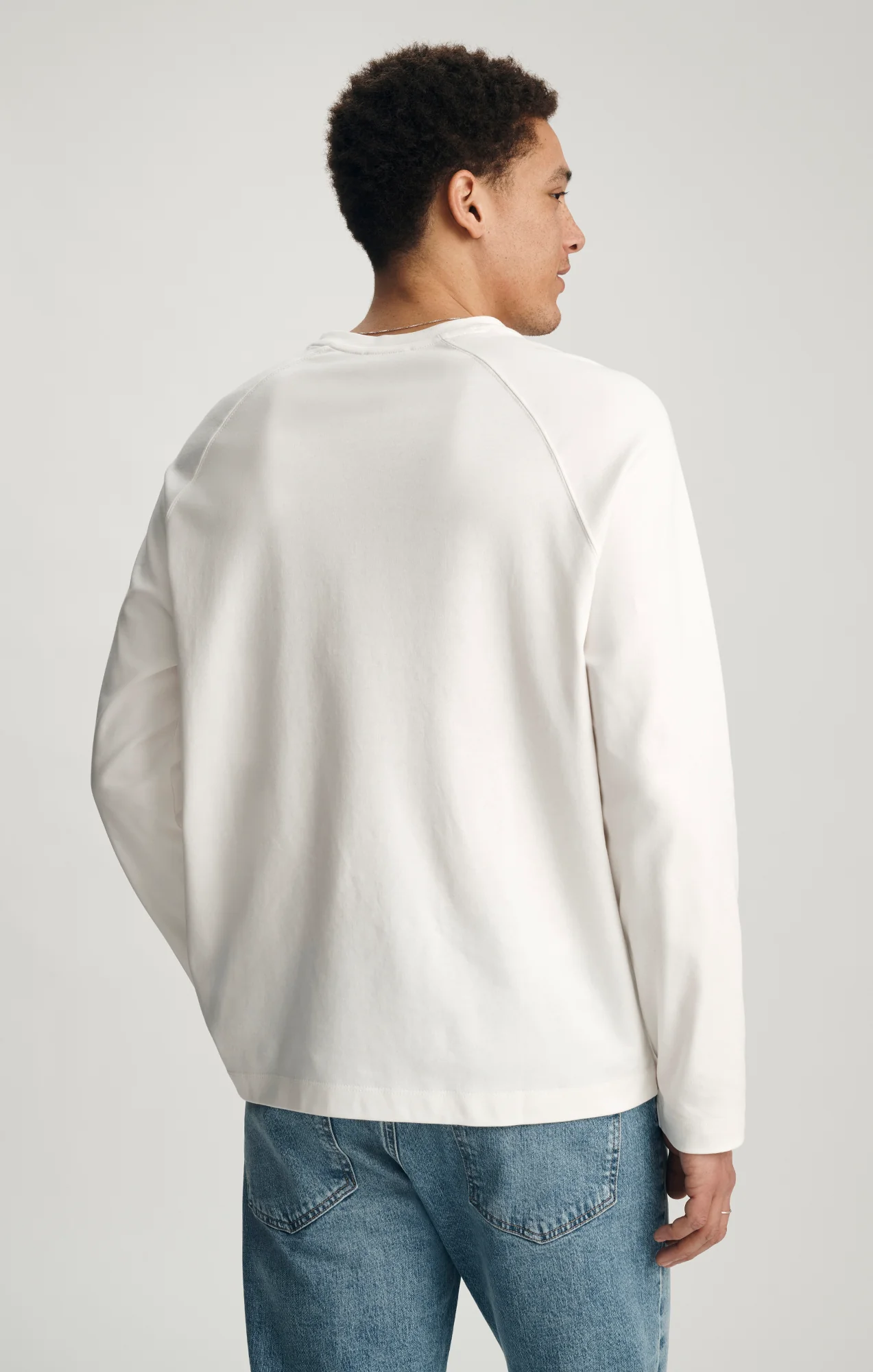 INTERLOCK LONG SLEEVE CREW NECK T-SHIRT IN ANTIQUE WHITE - Image 2