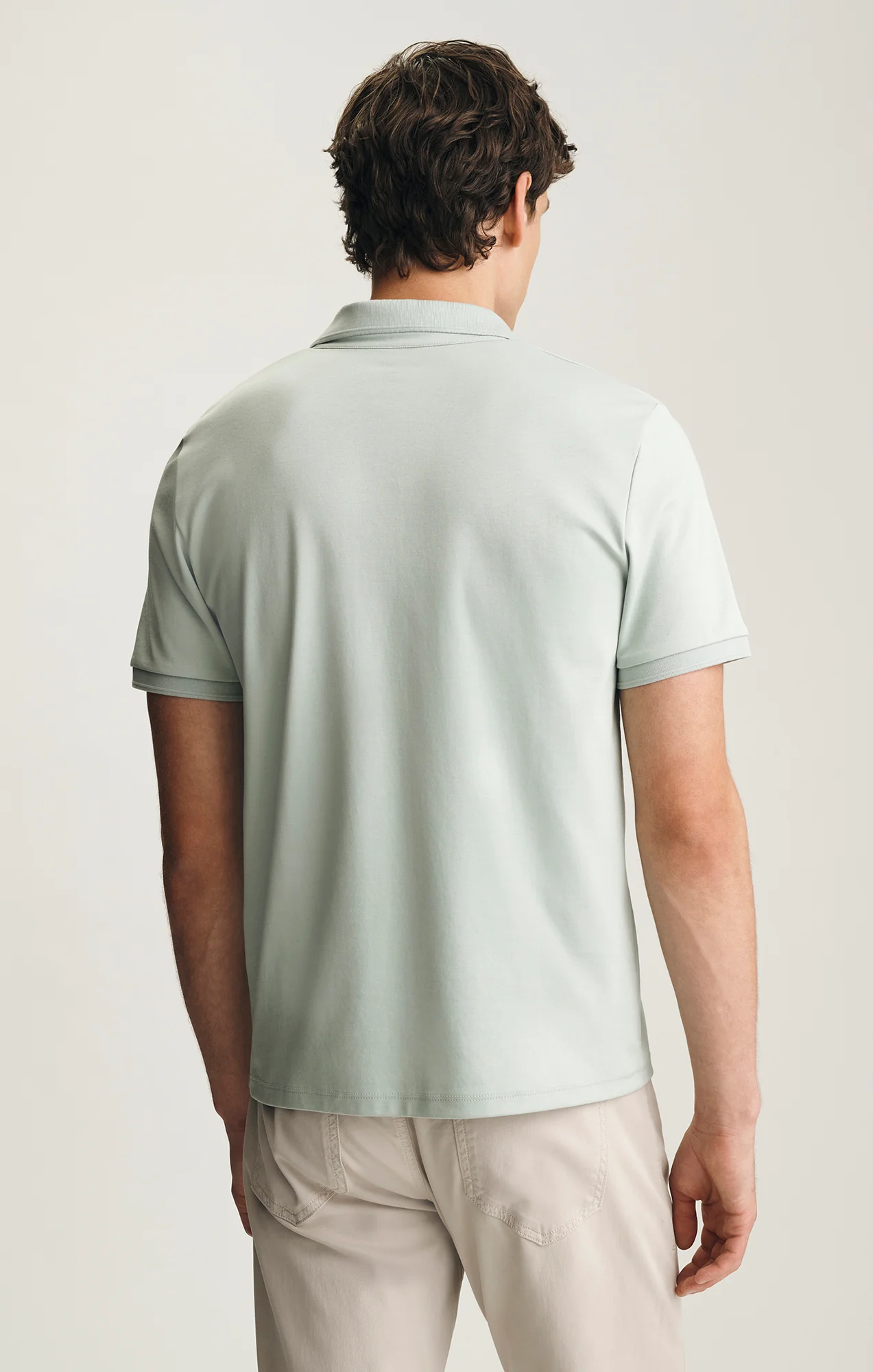 INTERLOCK POLO T-SHIRT IN AQUA GRAY - Image 2
