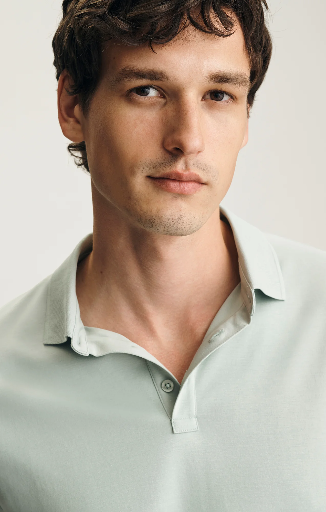 INTERLOCK POLO T-SHIRT IN AQUA GRAY - Image 3