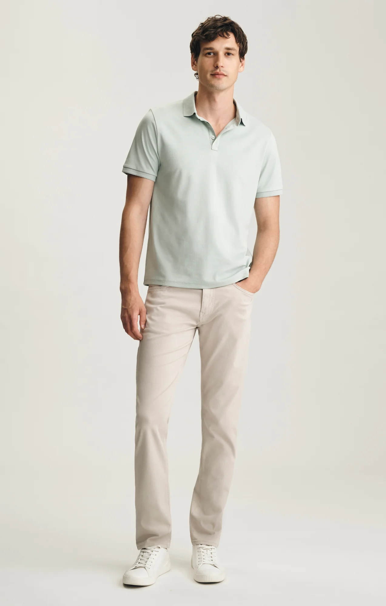 INTERLOCK POLO T-SHIRT IN AQUA GRAY - Image 4