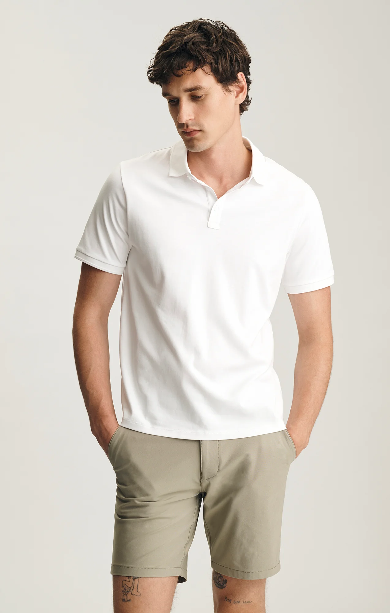 INTERLOCK POLO T-SHIRT IN WHITE