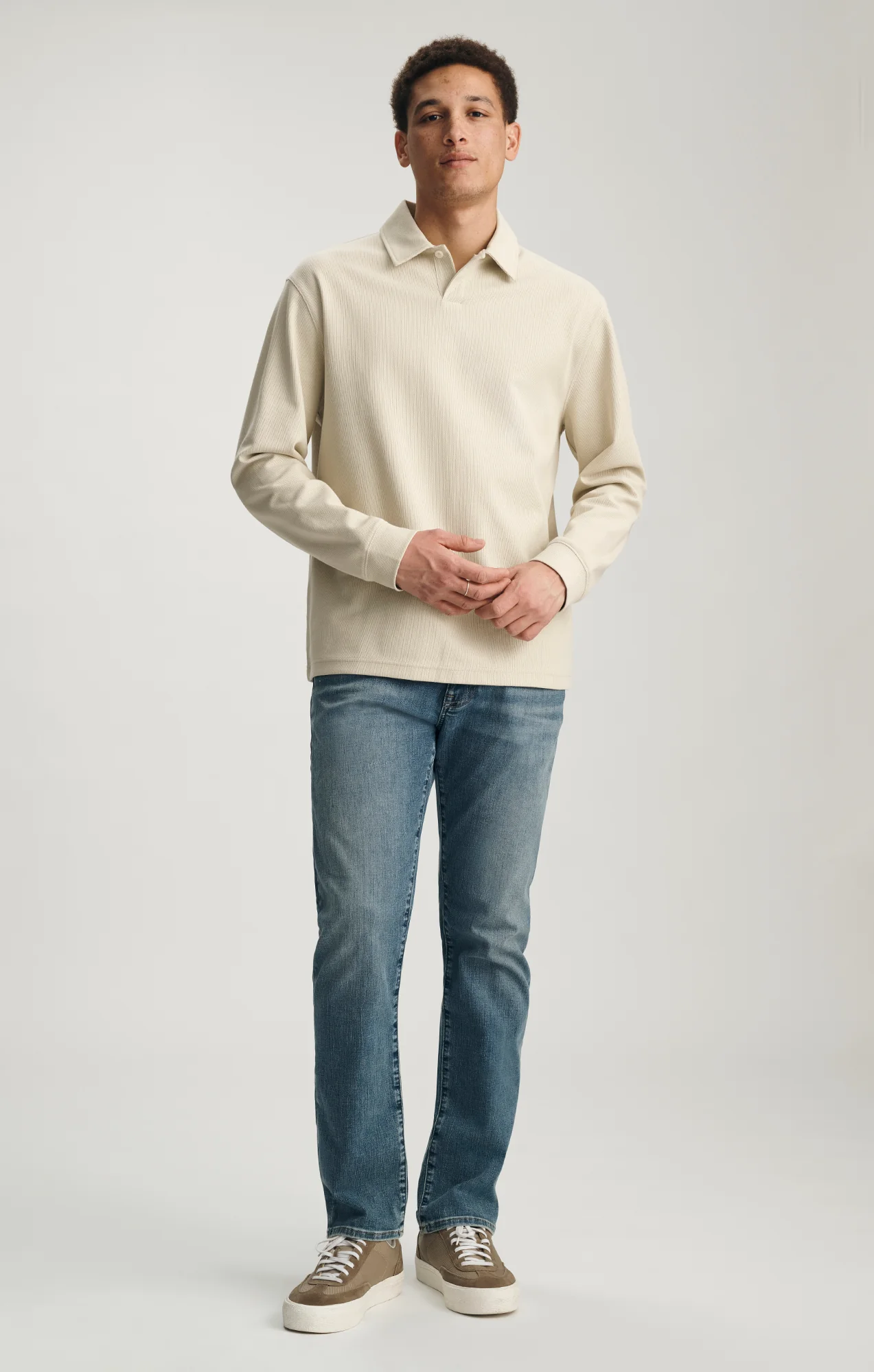 JACQUARD INTERLOCK POLO SWEATSHIRT IN OVERCAST - Image 4