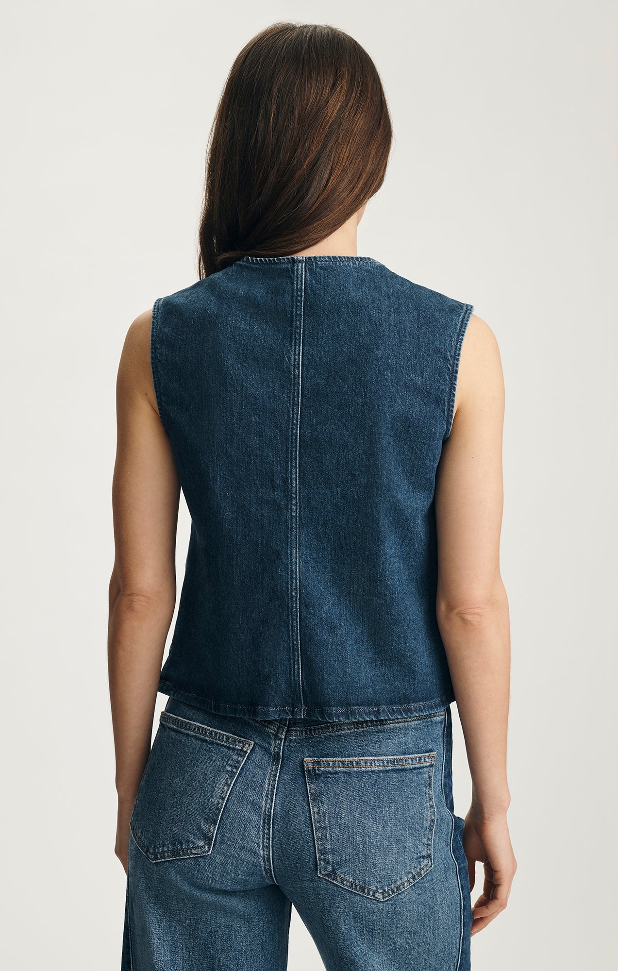 JEMY DENIM VEST IN DARK BRUSHED CLASSIC BLUE - Image 2