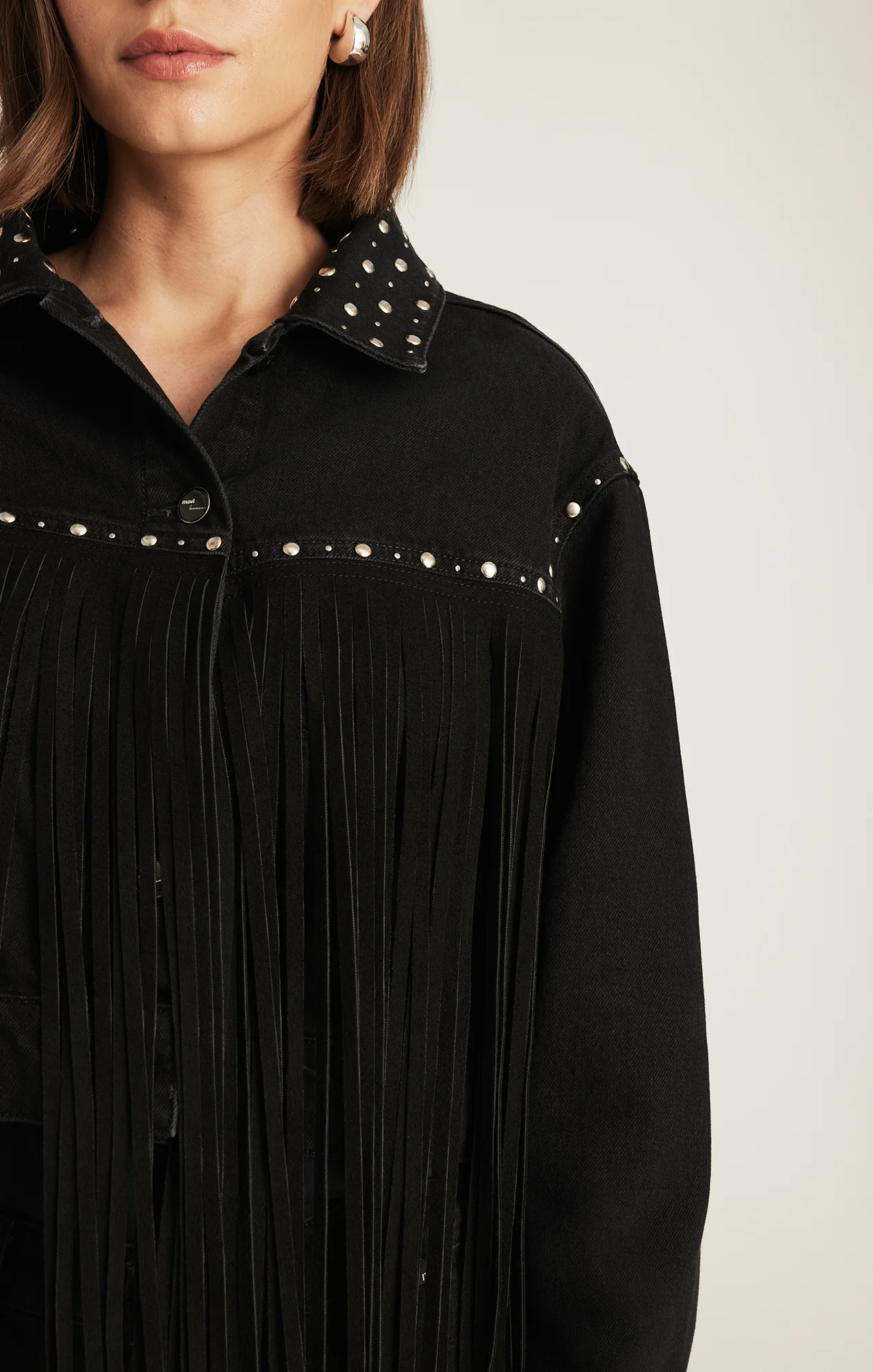 JENNA FRINGE DENIM JACKET IN SMOKE FRINGE DENIM - Image 5