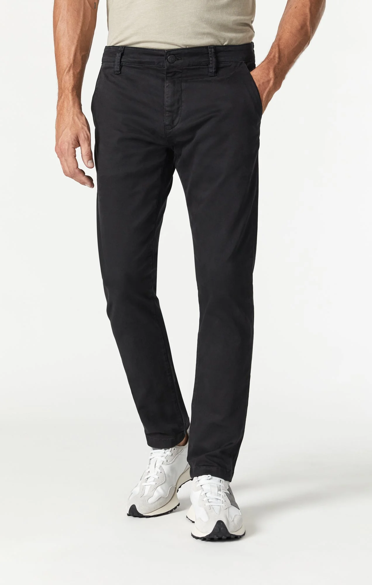 JOHNNY SLIM CHINO IN BLACK SATEEN TWILL - Image 4