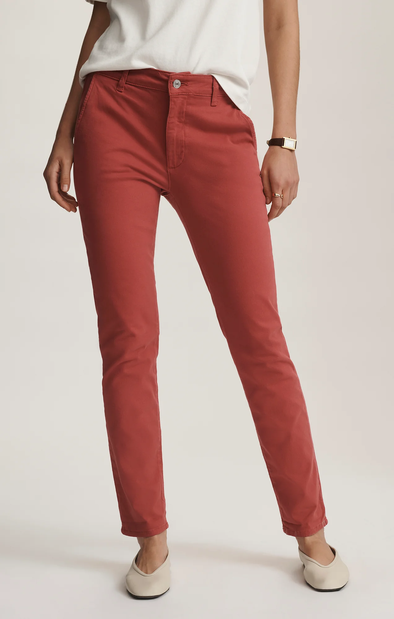 KATHLEEN SLIM BOYFRIEND CHINO IN BUBBLEGUM CASUAL TWILL - Image 3