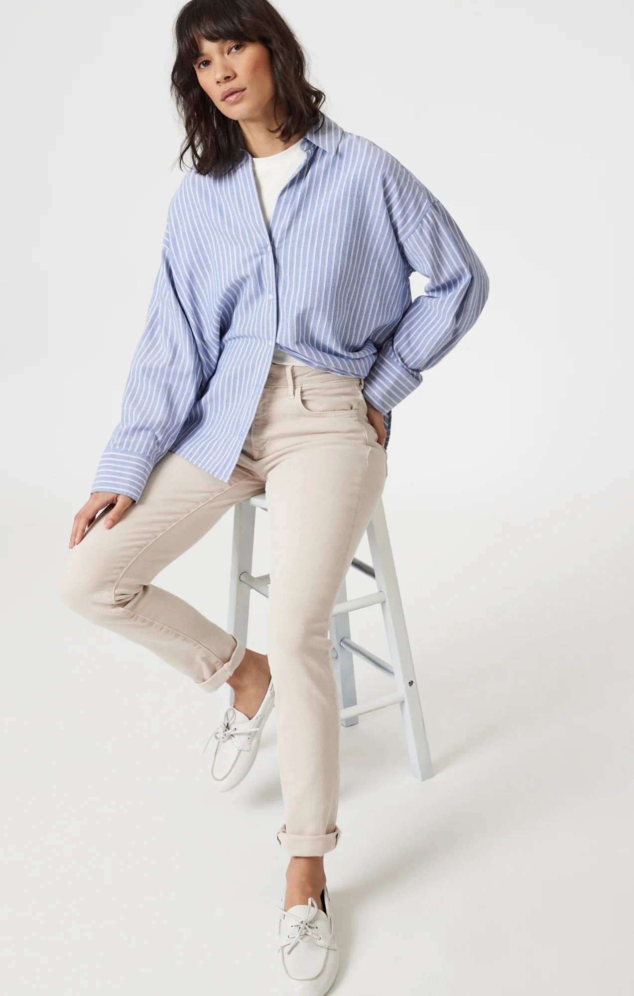 KATHLEEN SLIM BOYFRIEND IN BEIGE FLEX BLUE - Image 2