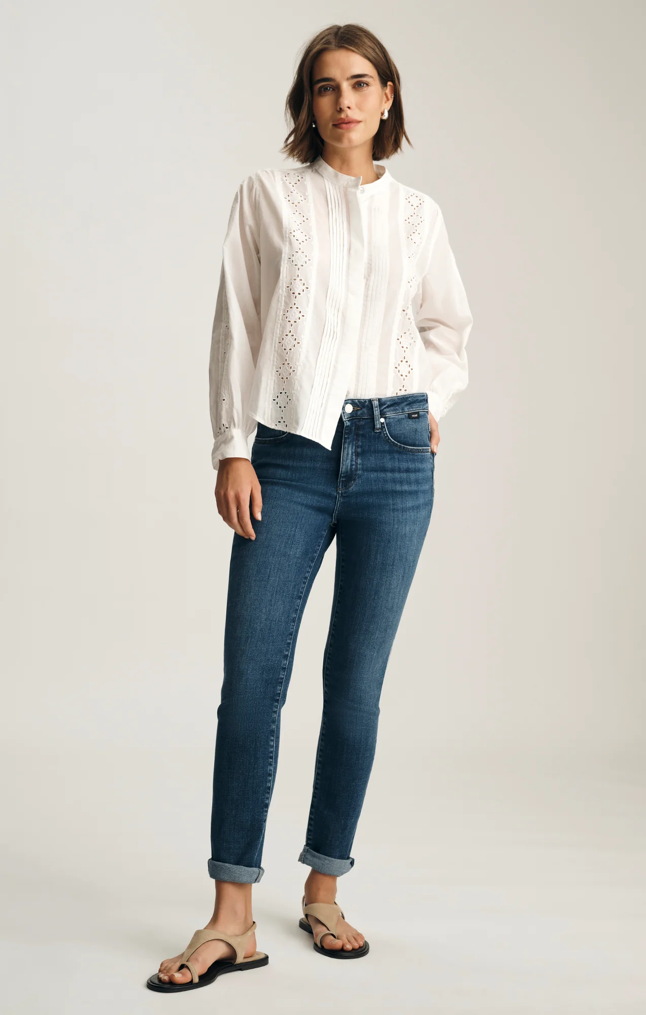 KATHLEEN SLIM BOYFRIEND IN DARK BRUSHED FEATHER BLUE