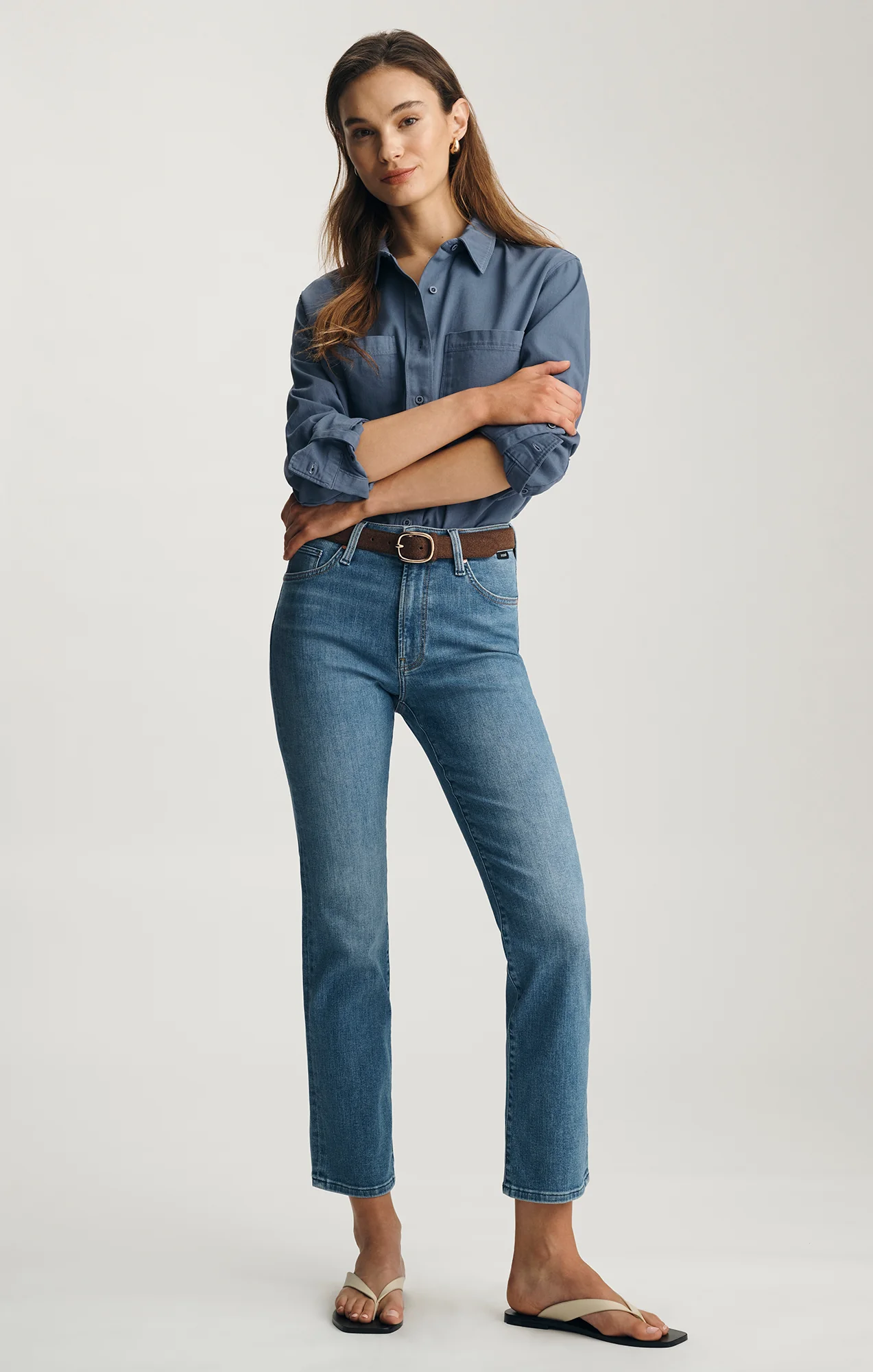 KENDRA STRAIGHT LEG IN MID BRUSHED FLEX BLUE