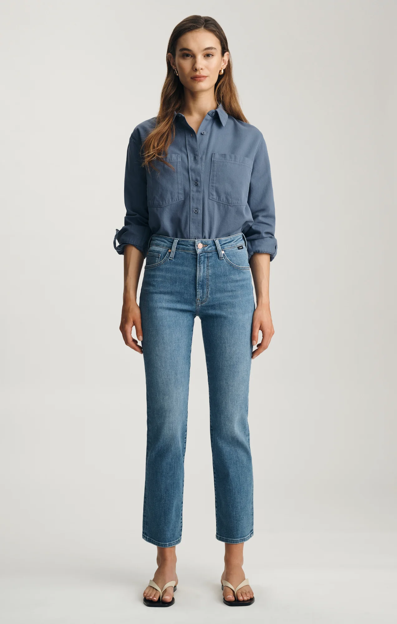 KENDRA STRAIGHT LEG IN MID BRUSHED FLEX BLUE - Image 3