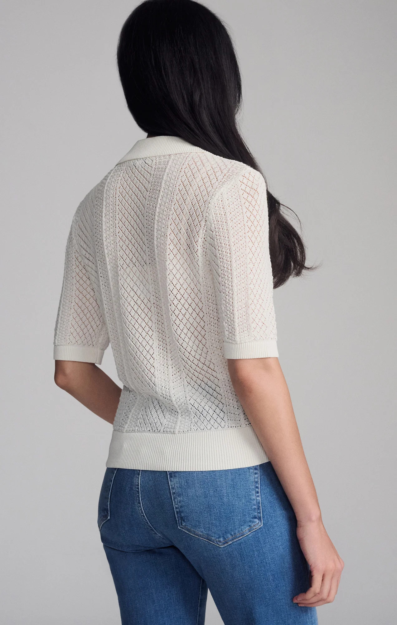 KNIT POLO SWEATER IN ANTIQUE WHITE - Image 2