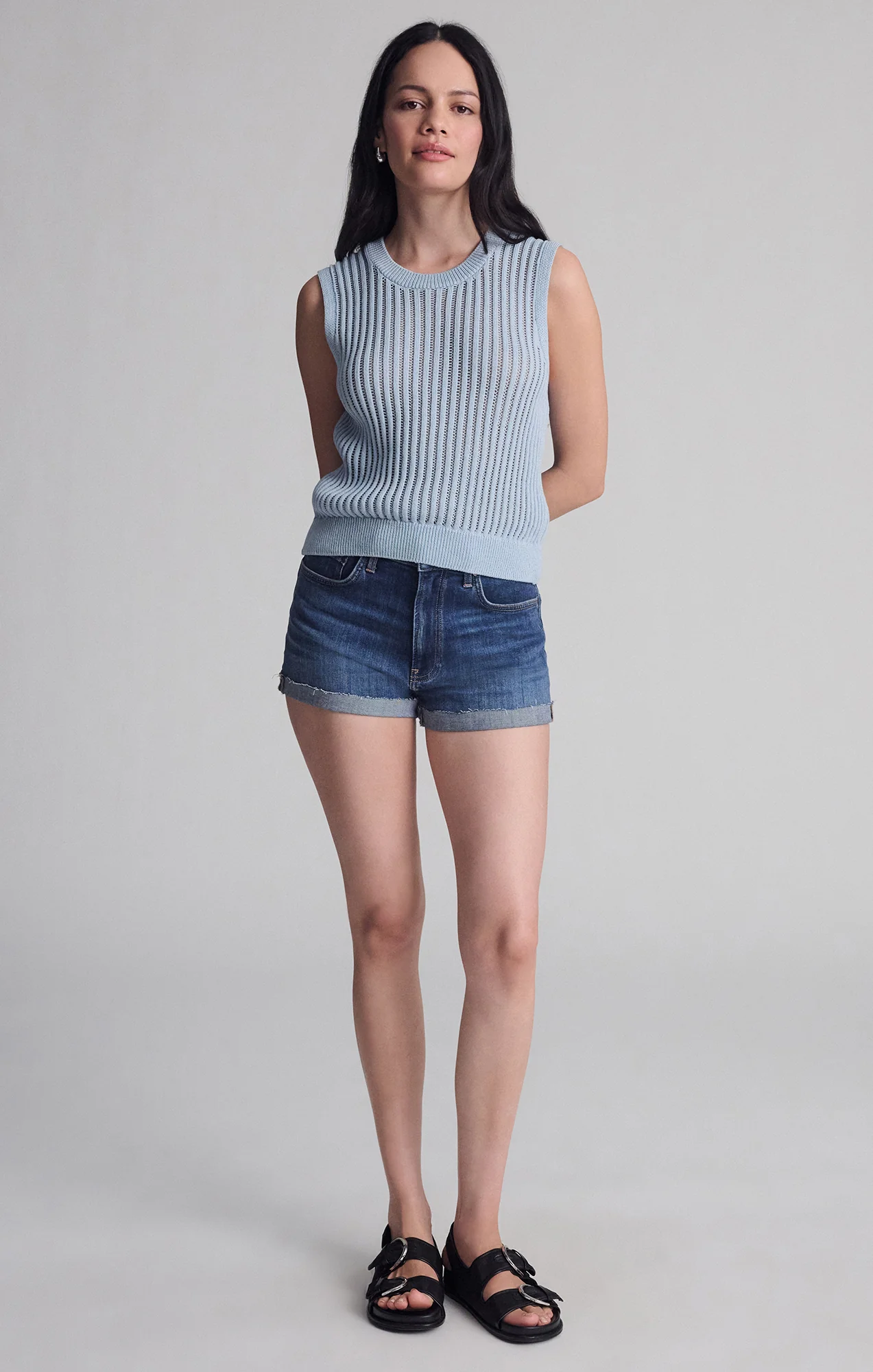 SLEEVELESS KNIT TOP IN NIAGARA MIST - Image 3