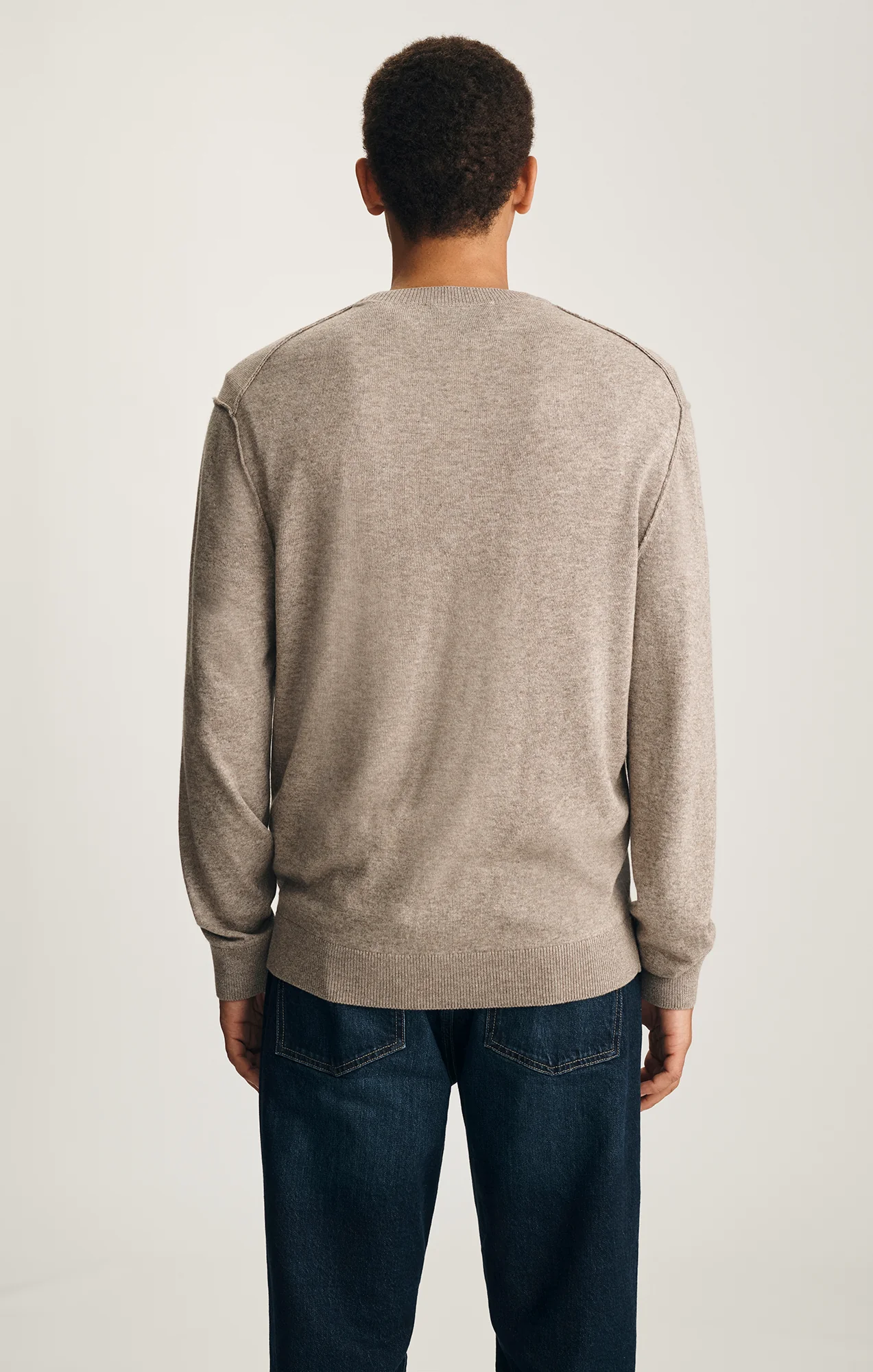 EDITION LONG SLEEVE CREW NECK SWEATER IN OATMEAL MELANGE - Image 2