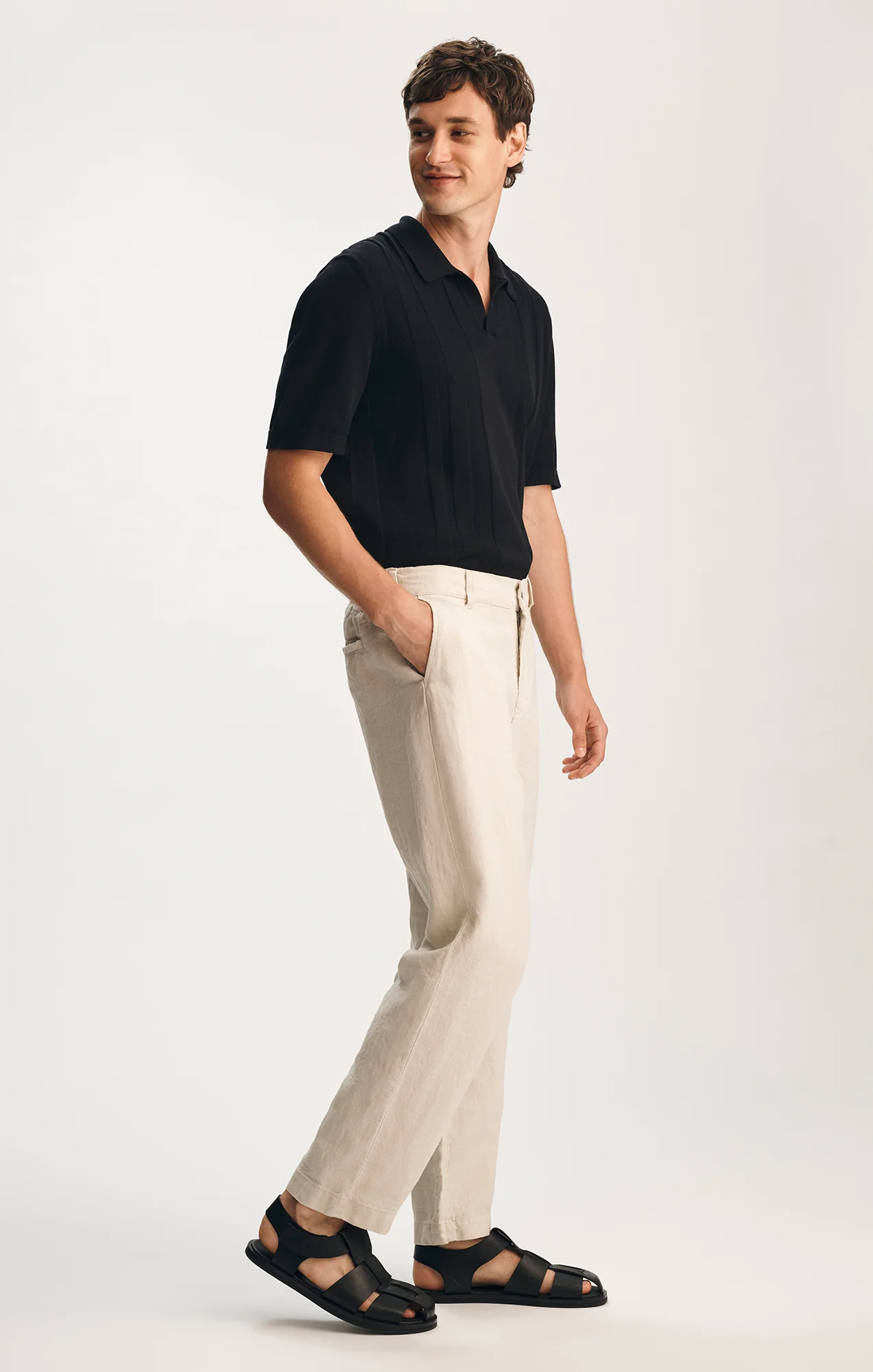 LINEN DRAWSTRING STRAIGHT LEG PANTS IN MOONSTRUCK - Image 2
