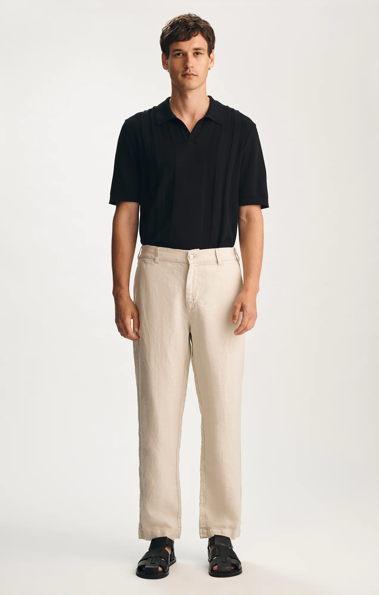 LINEN DRAWSTRING STRAIGHT LEG PANTS IN MOONSTRUCK - Image 3