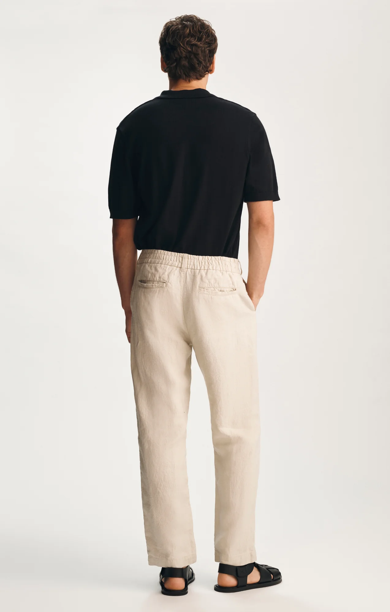 LINEN DRAWSTRING STRAIGHT LEG PANTS IN MOONSTRUCK - Image 4