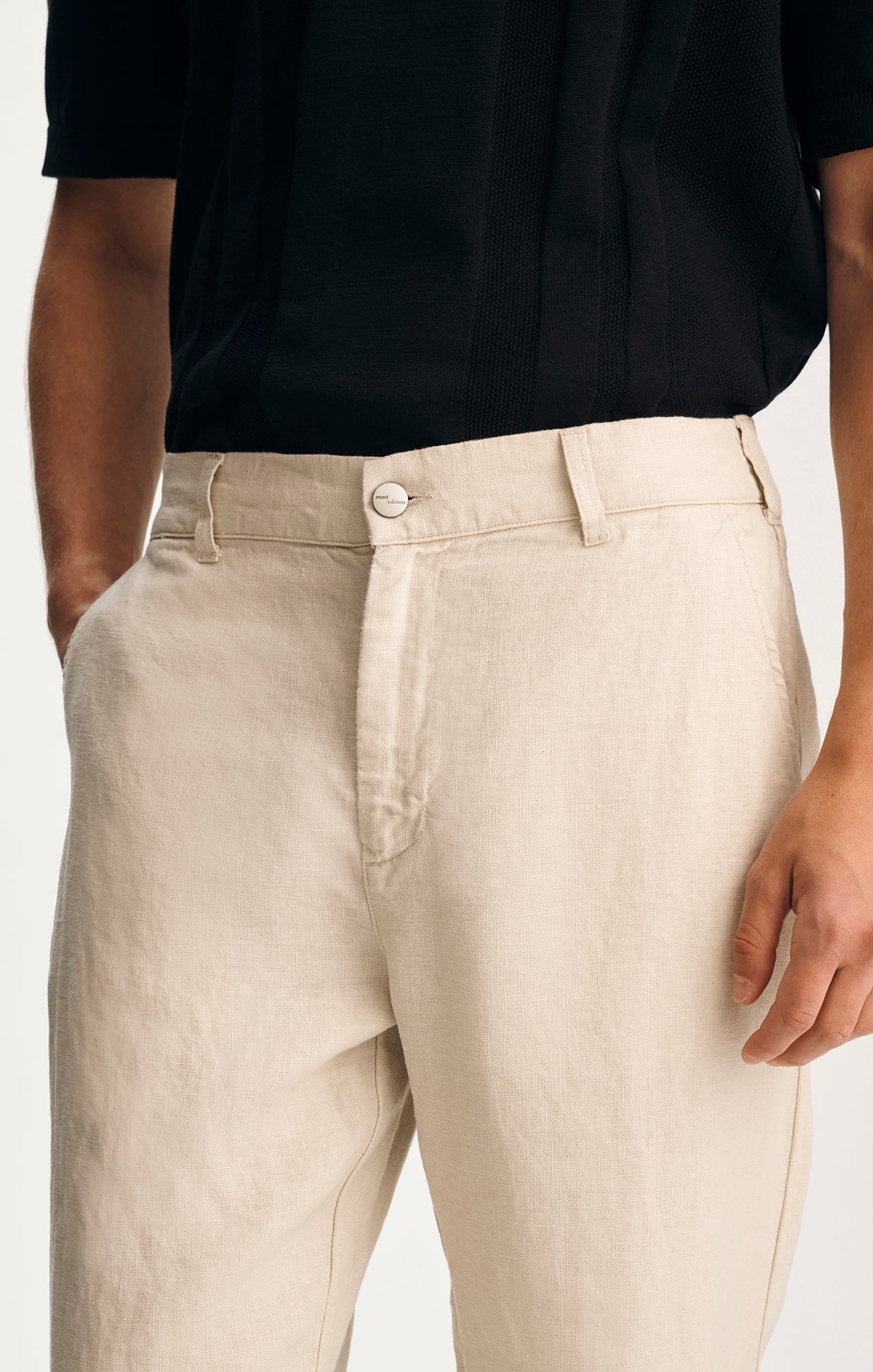 LINEN DRAWSTRING STRAIGHT LEG PANTS IN MOONSTRUCK - Image 5