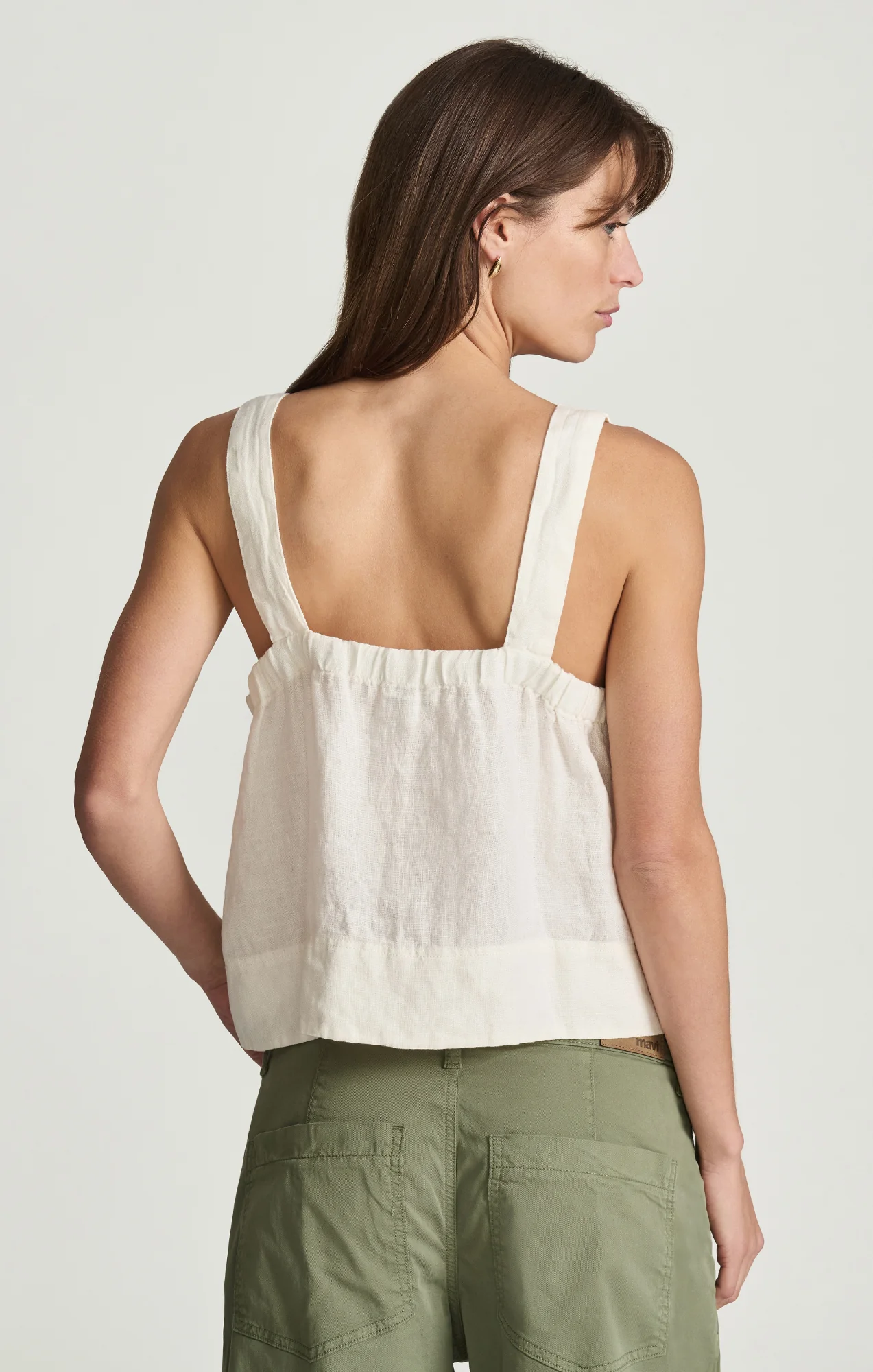 LINEN SQUARE NECK TANK TOP IN WHITE - Image 3