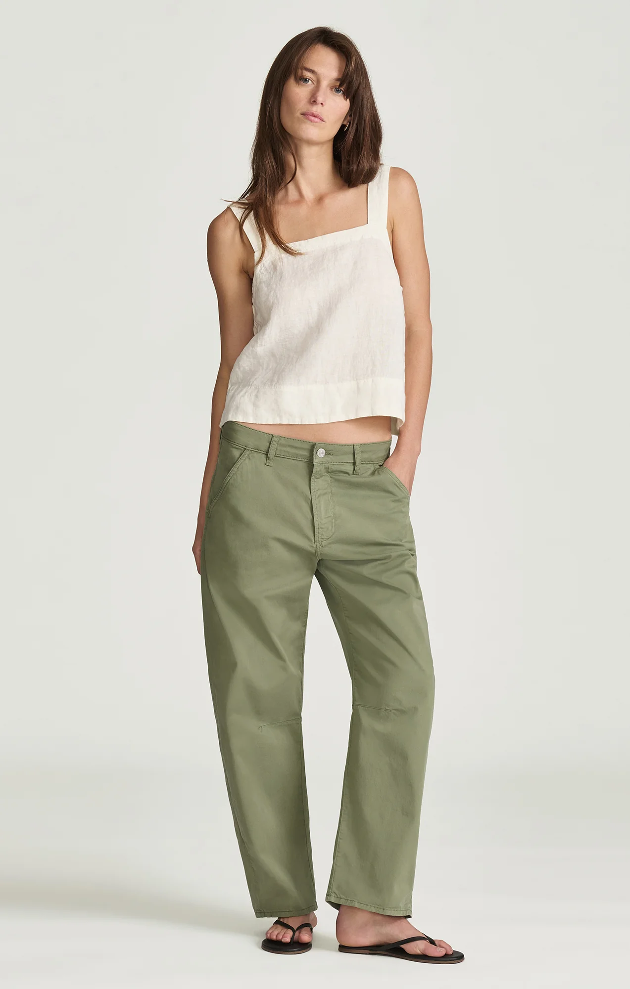 LINEN SQUARE NECK TANK TOP IN WHITE - Image 4