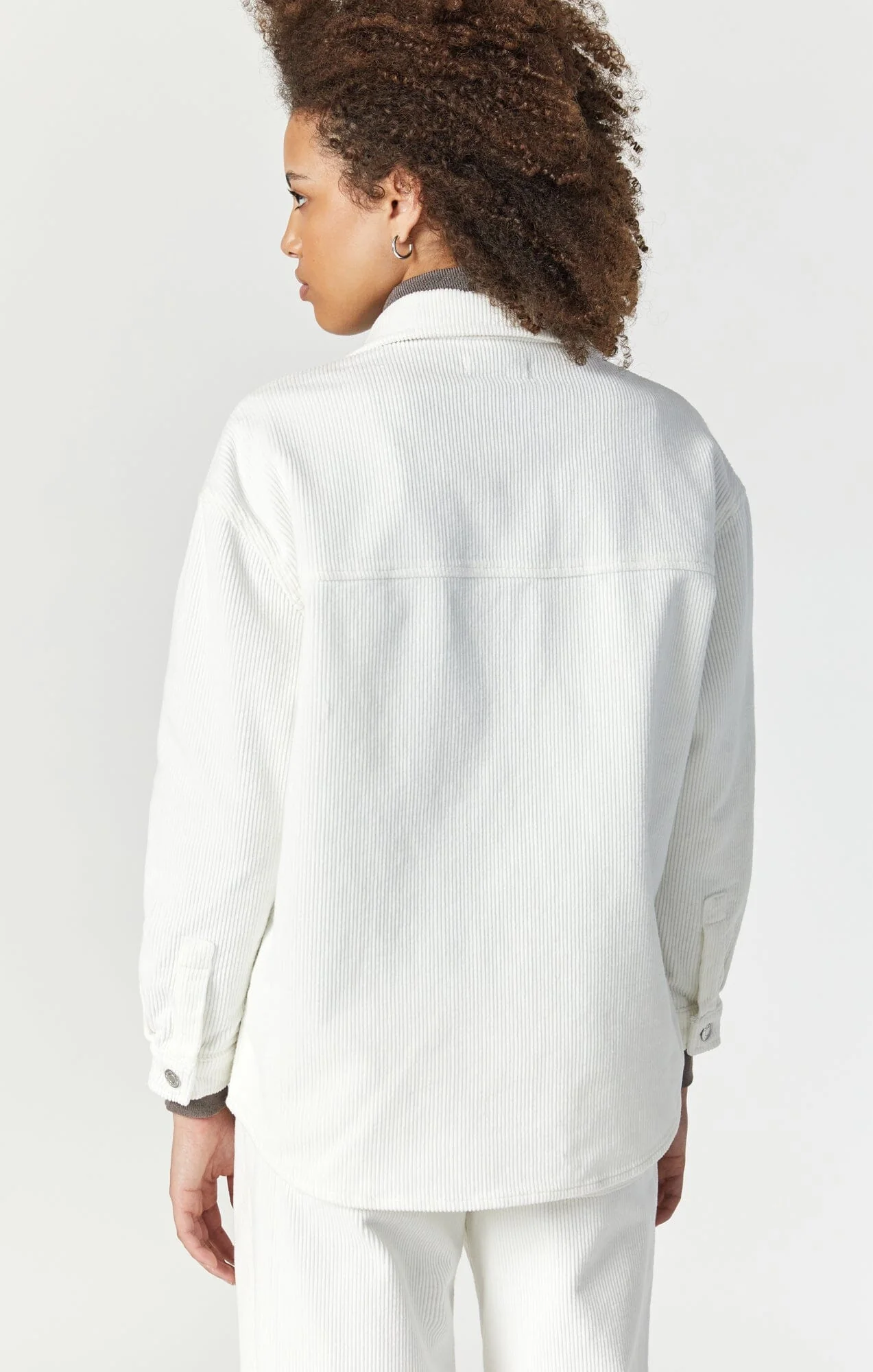LIVIA OVERSIZED DENIM SHIRT IN OFF-WHITE CORD - Image 3