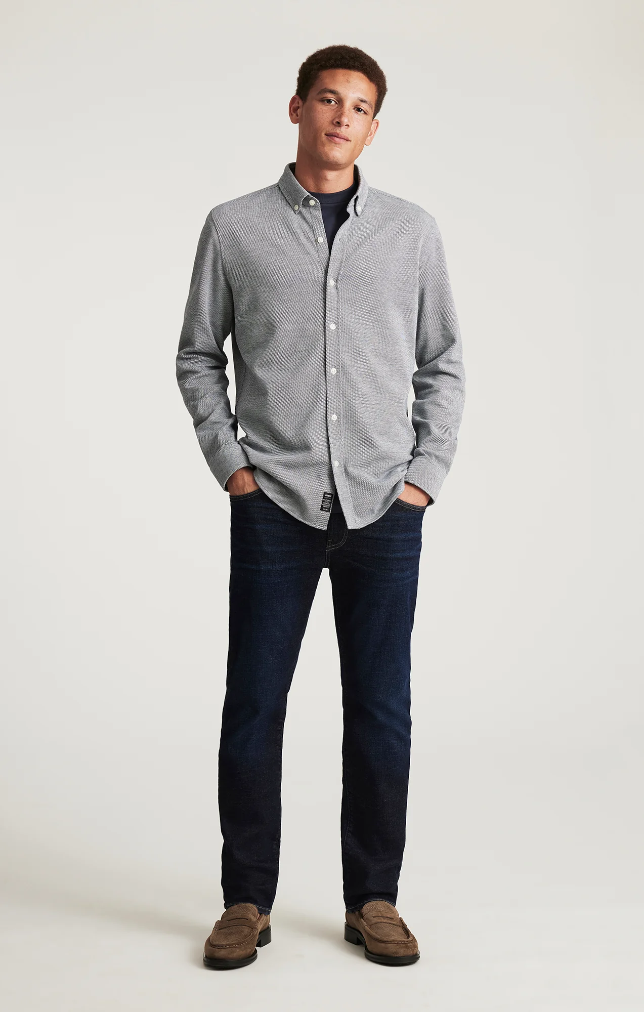 LONG SLEEVE BUTTON-DOWN SHIRT IN TOTAL ECLIPSE - Image 5