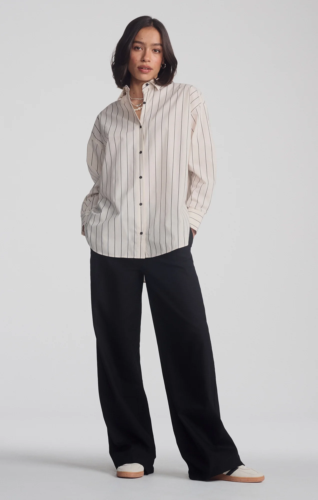 LONG SLEEVE BUTTON-UP SHIRT IN ANTRASIT STRIPE - Image 3