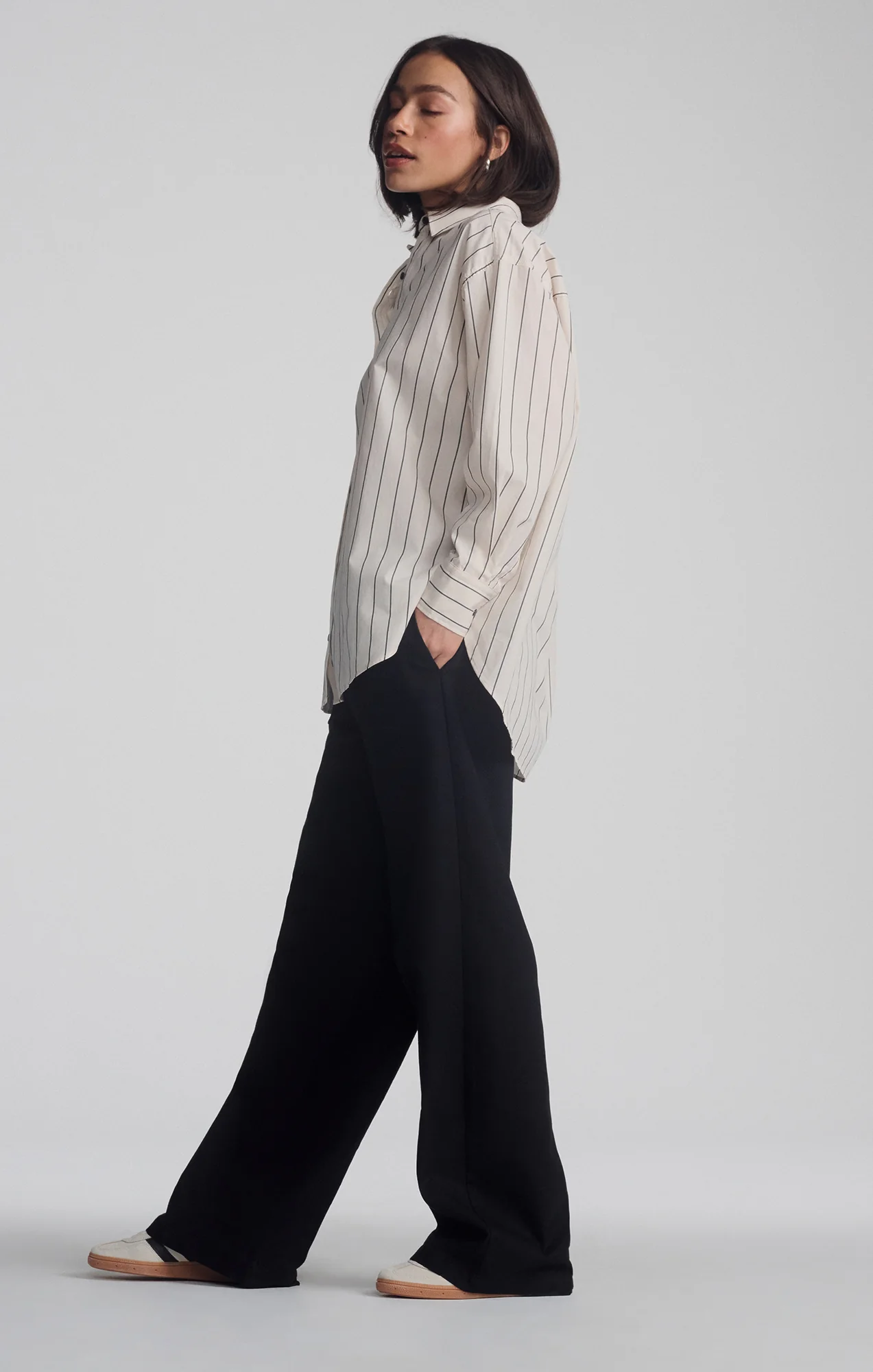 LONG SLEEVE BUTTON-UP SHIRT IN ANTRASIT STRIPE - Image 5