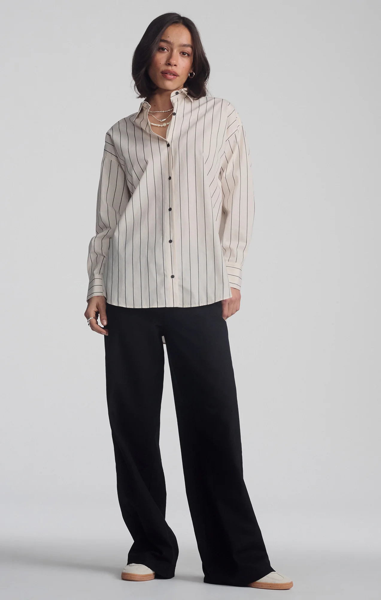 LONG SLEEVE BUTTON-UP SHIRT IN ANTRASIT STRIPE - Image 7