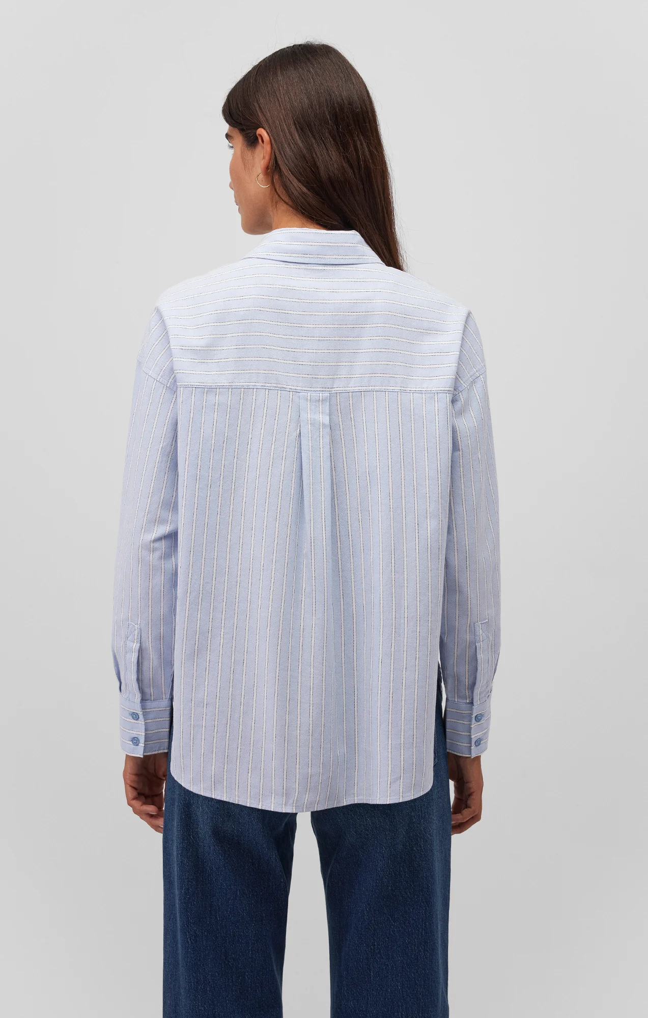 LONG SLEEVE BUTTON-UP SHIRT IN BLUE STRIPE - Image 6