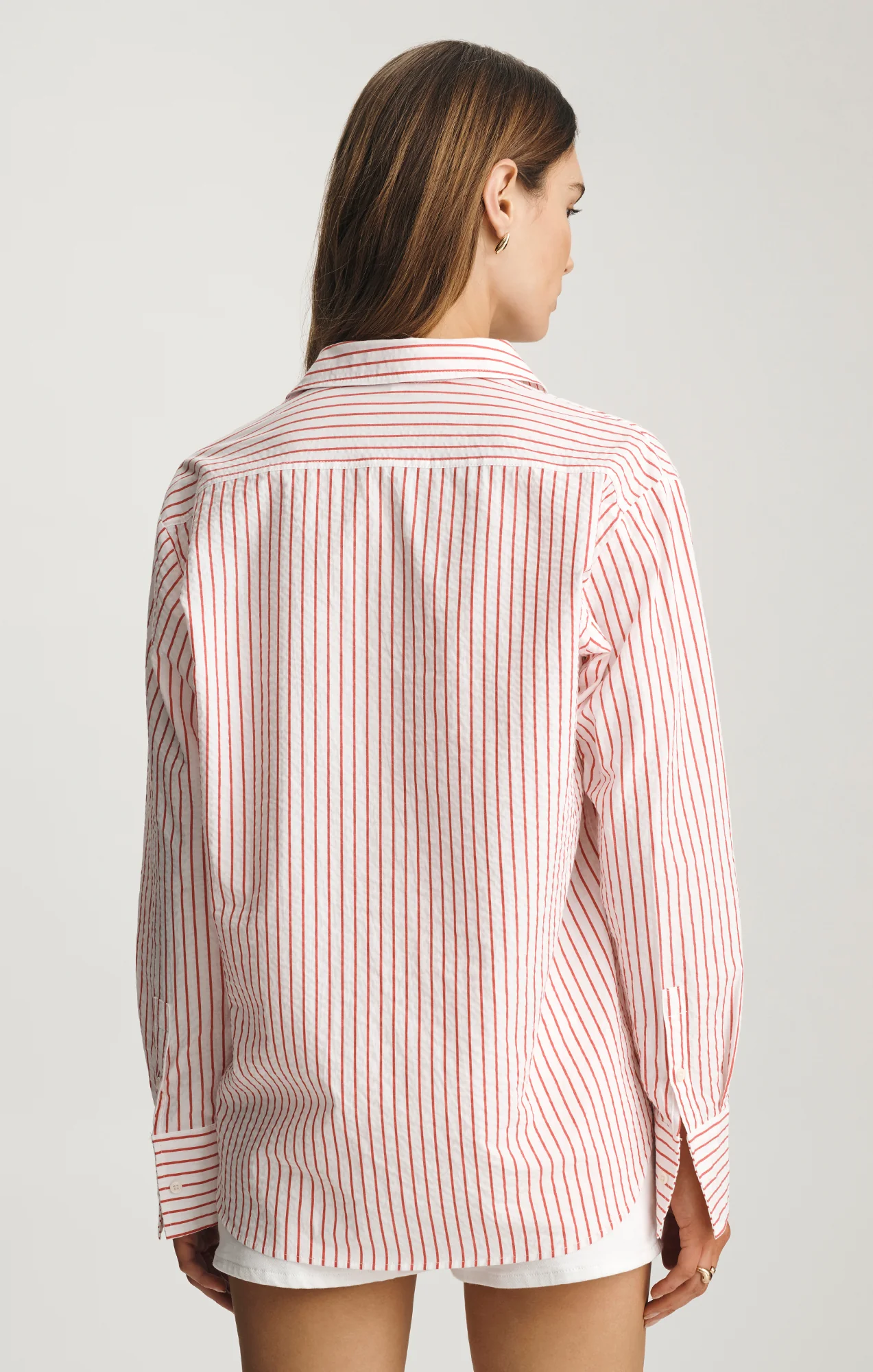 LONG SLEEVE BUTTON-UP SHIRT IN RED STRIPED - Image 2