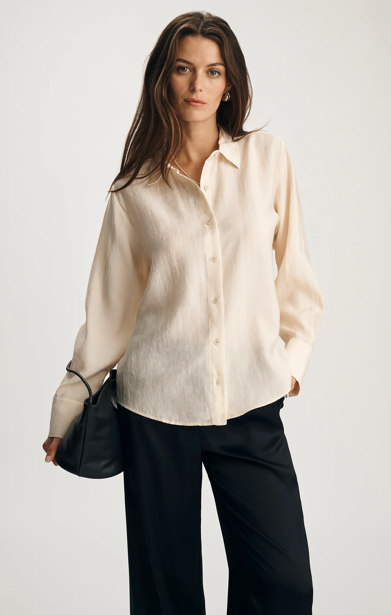 LUXE TOUCH TENCEL™ BUTTON-UP SHIRT IN WHITECAP GREY