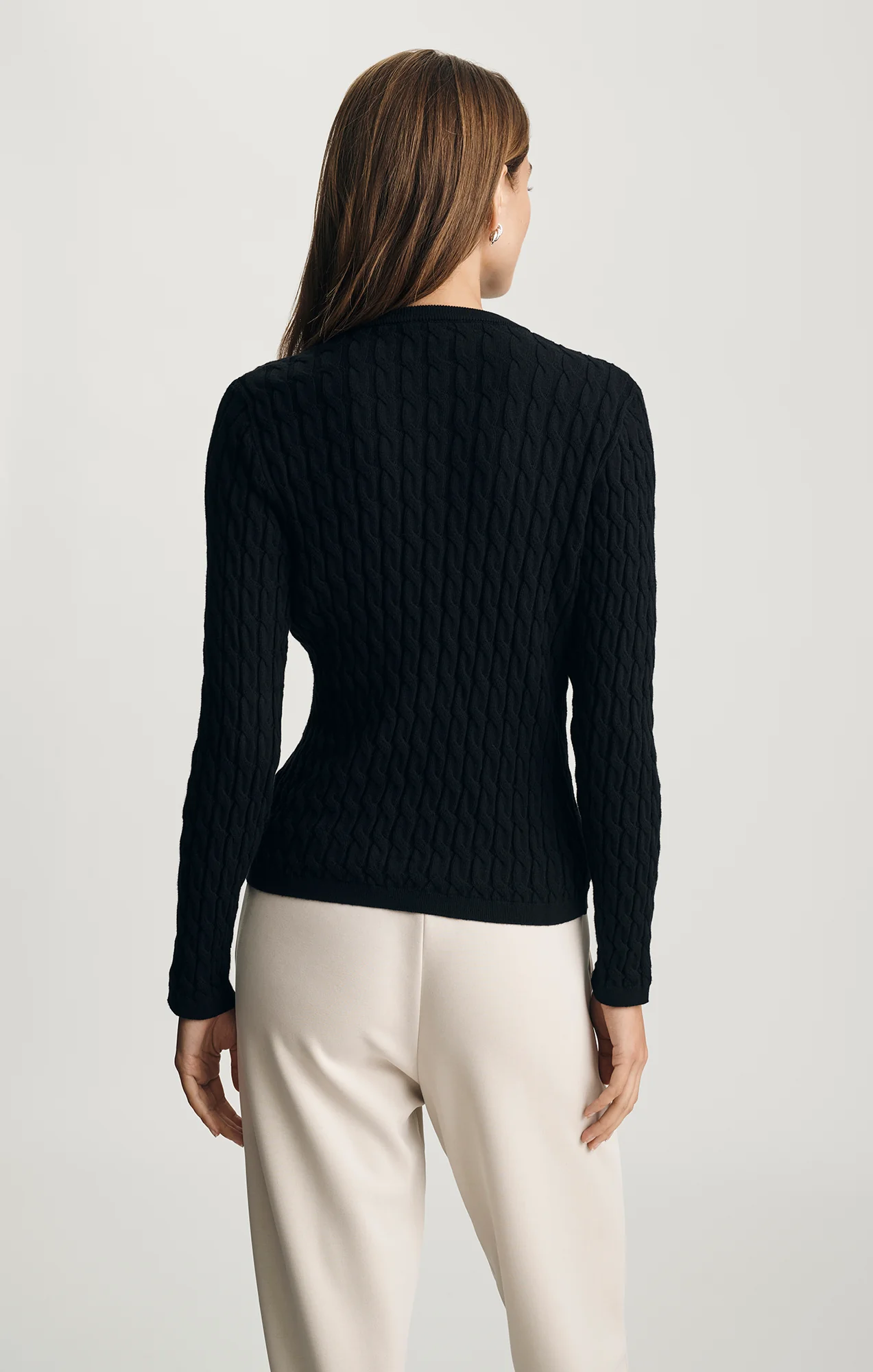 EDITION CABLE-KNIT CARDIGAN IN BLACK - Image 2