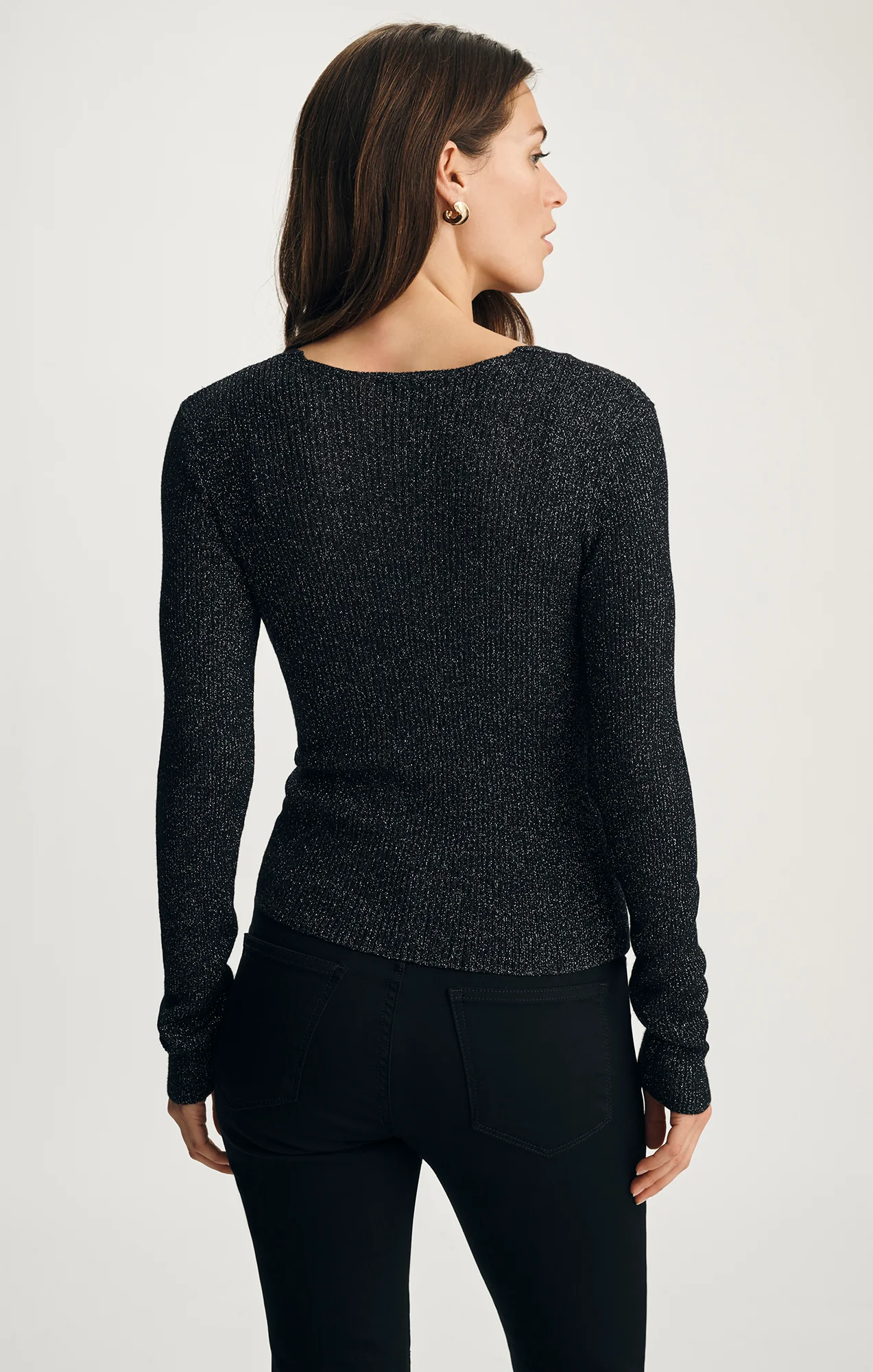 WRAP FRONT SWEATER IN BLACK - Image 2