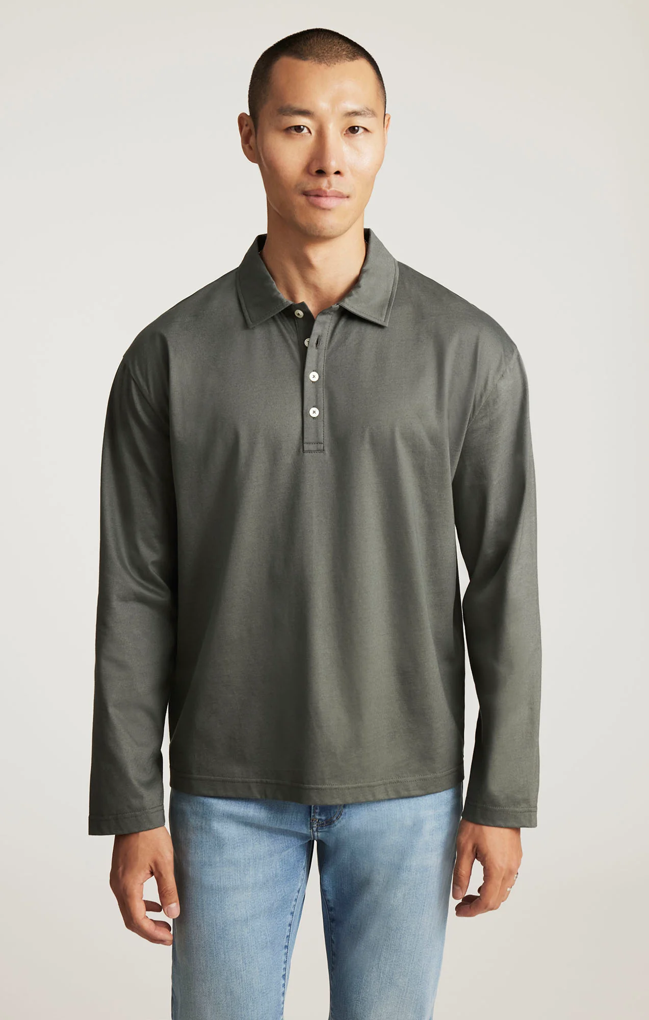 EDITION LONG SLEEVE POLO T-SHIRT IN URBAN CHIC