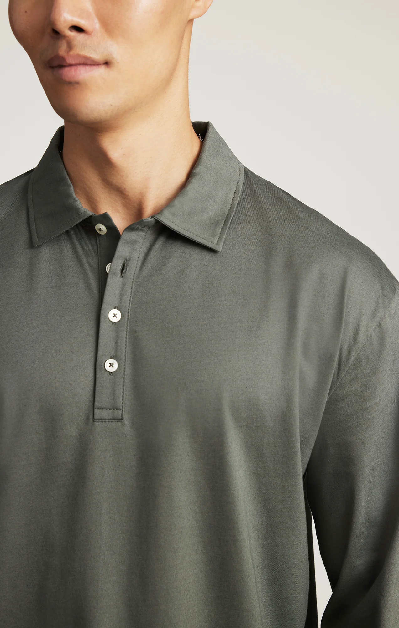 EDITION LONG SLEEVE POLO T-SHIRT IN URBAN CHIC - Image 2