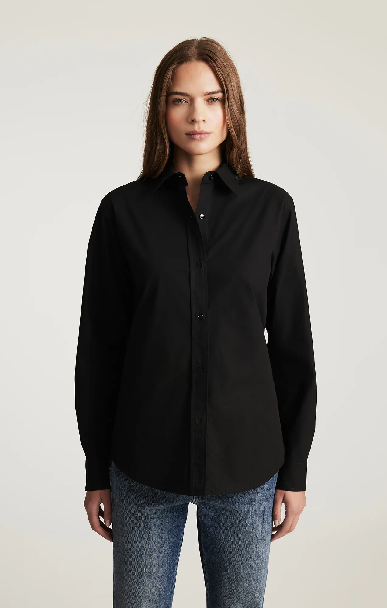 LONG SLEEVE BUTTON-UP SHIRT IN BLACK