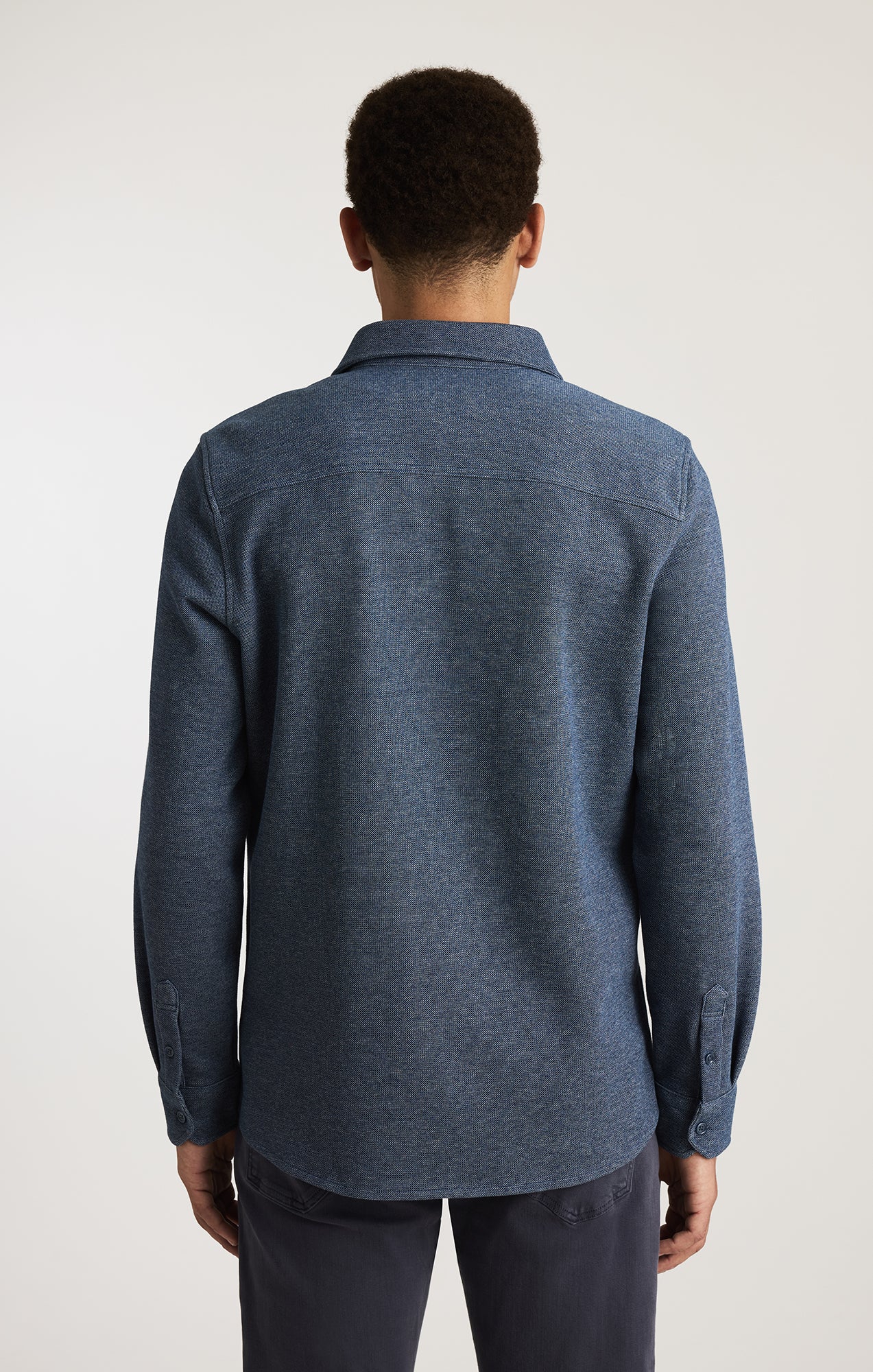LONG SLEEVE BUTTON-UP SHIRT IN DARK DENIM - Image 2