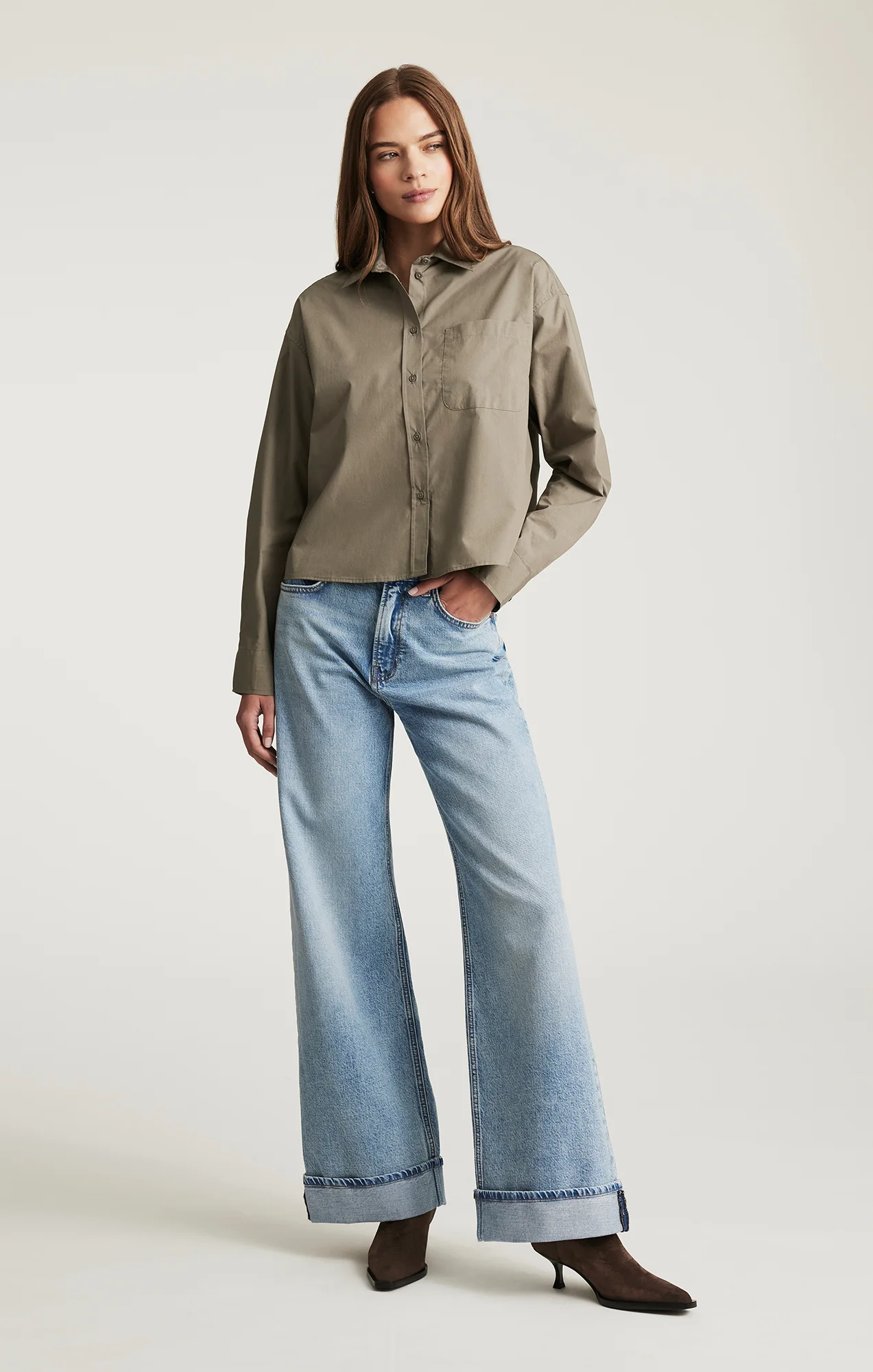 ONE POCKET BUTTON-UP SHIRT IN KHAKI - Image 5