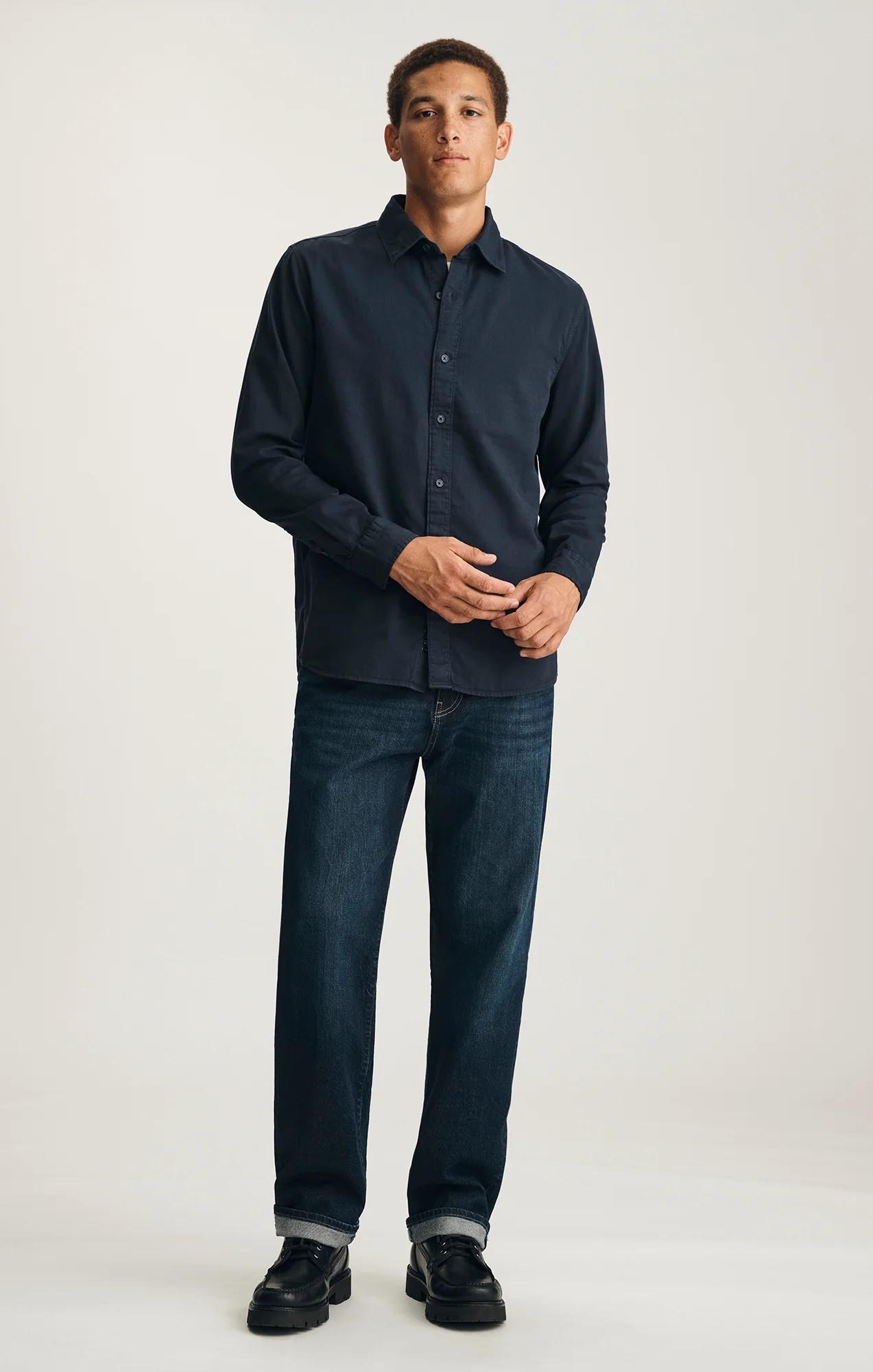 LONG SLEEVE BUTTON-UP SHIRT IN OUTER SPACE - Image 5