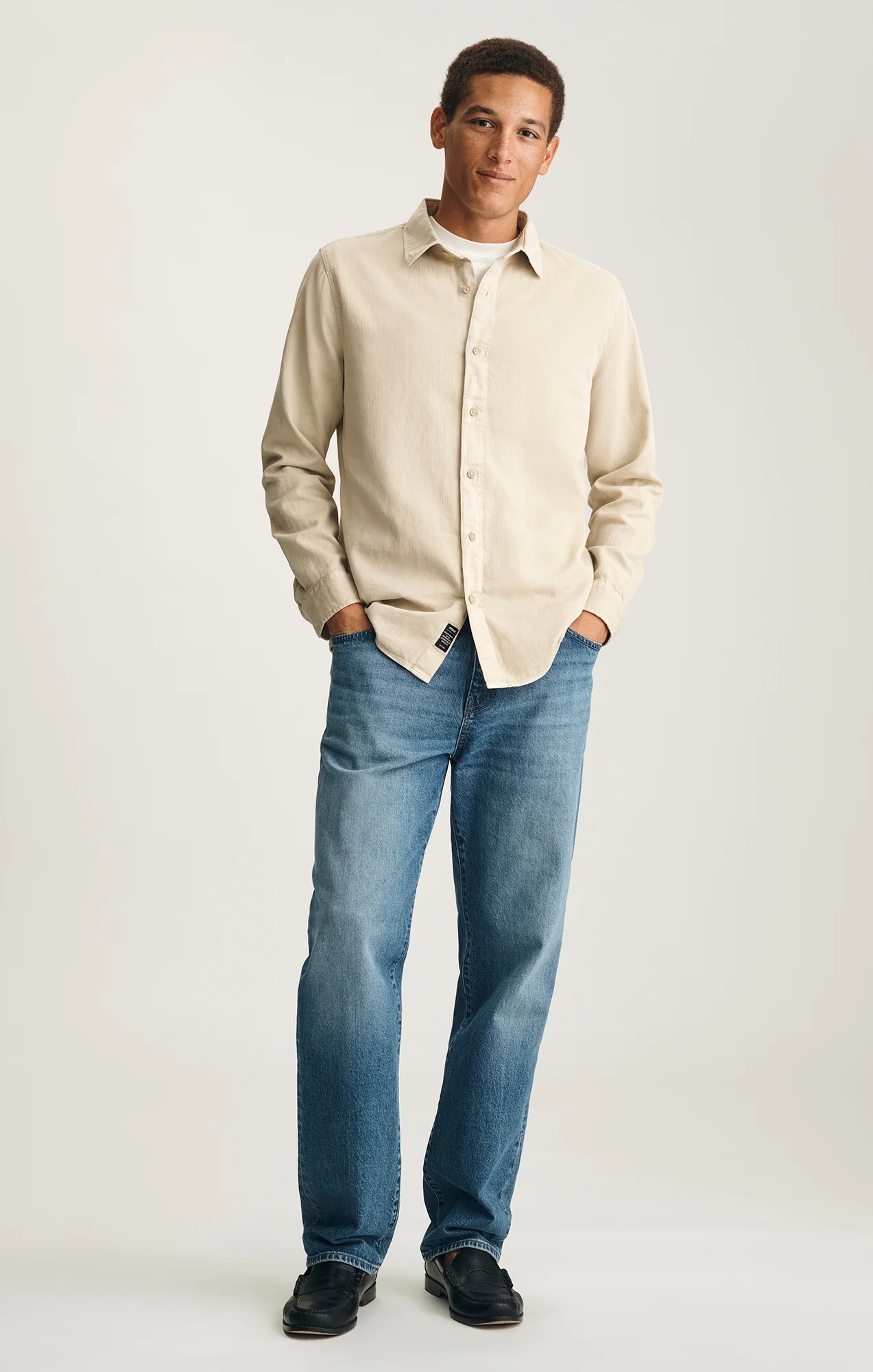 LONG SLEEVE BUTTON-UP SHIRT IN PEYOTE - Image 2