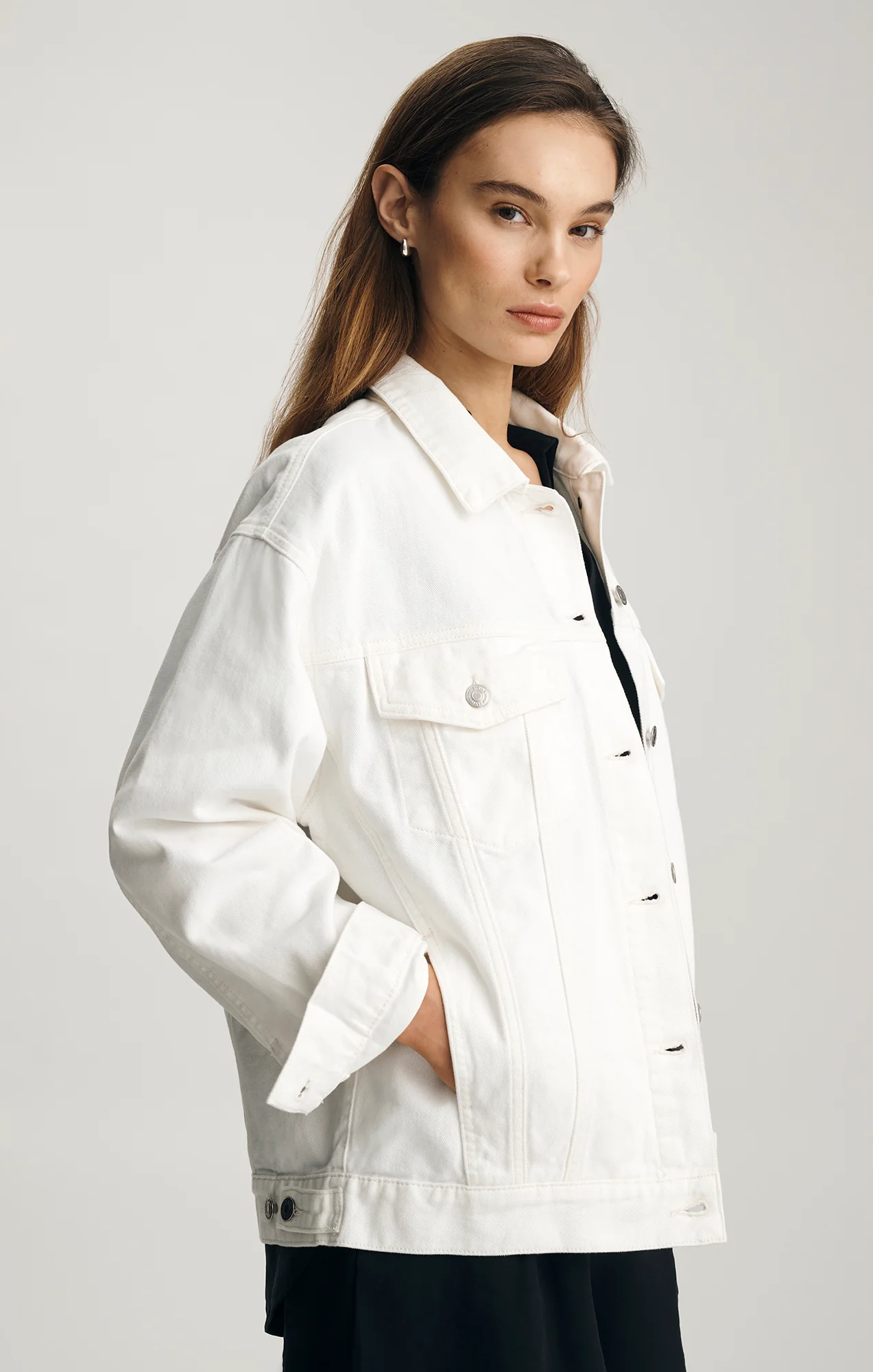 LUNA DENIM JACKET IN OFF WHITE DENIM - Image 2