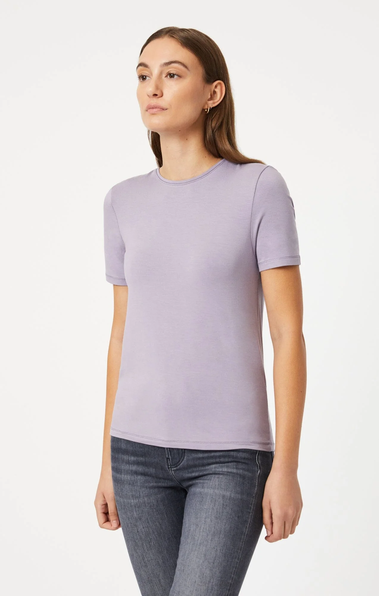 LUXE CREW NECK T-SHIRT IN LAVENDER GRAY - Image 2
