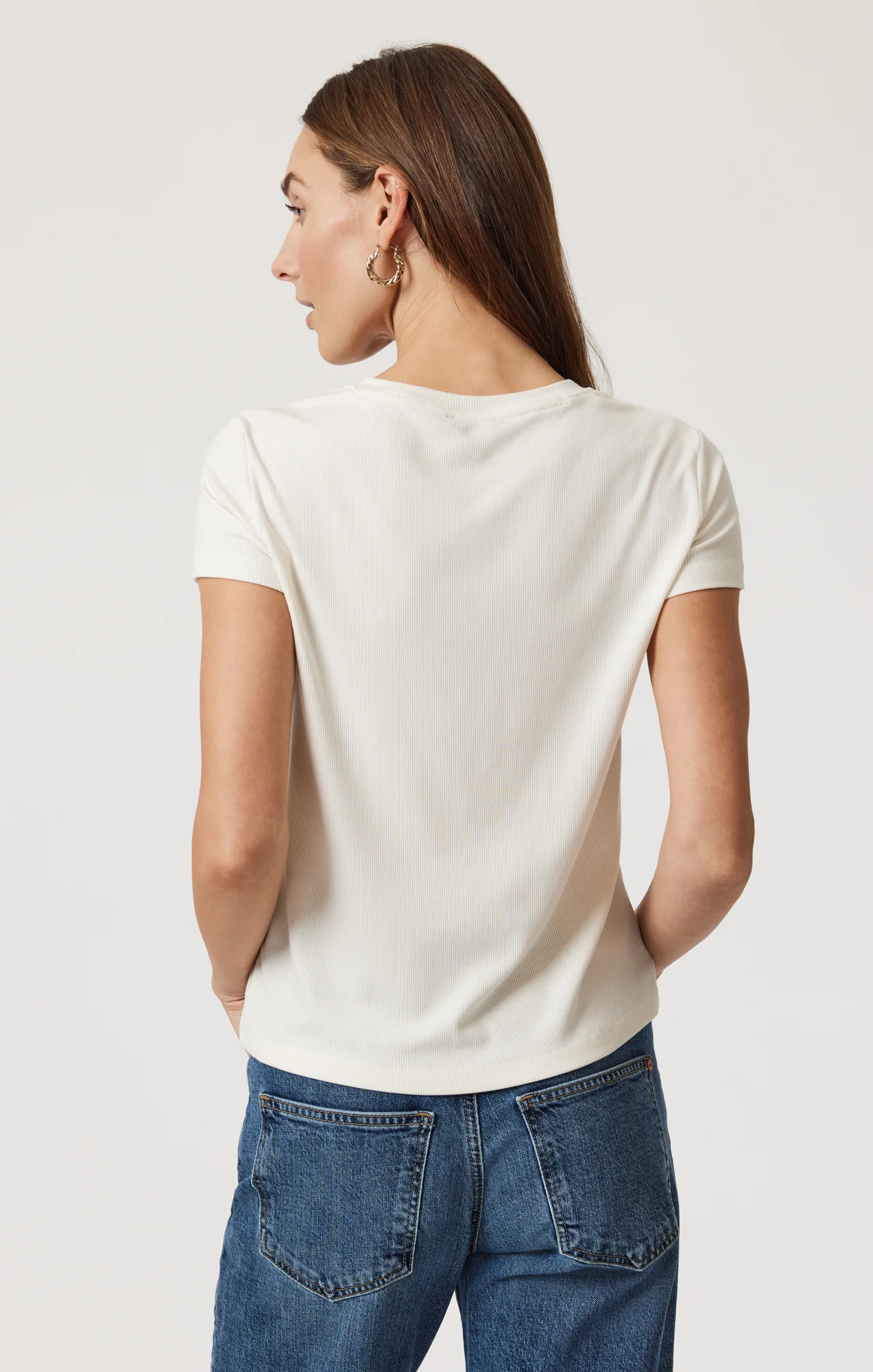 LUXE TOUCH TENCEL™ RIBBED T-SHIRT IN COCONUT MILK - Image 6