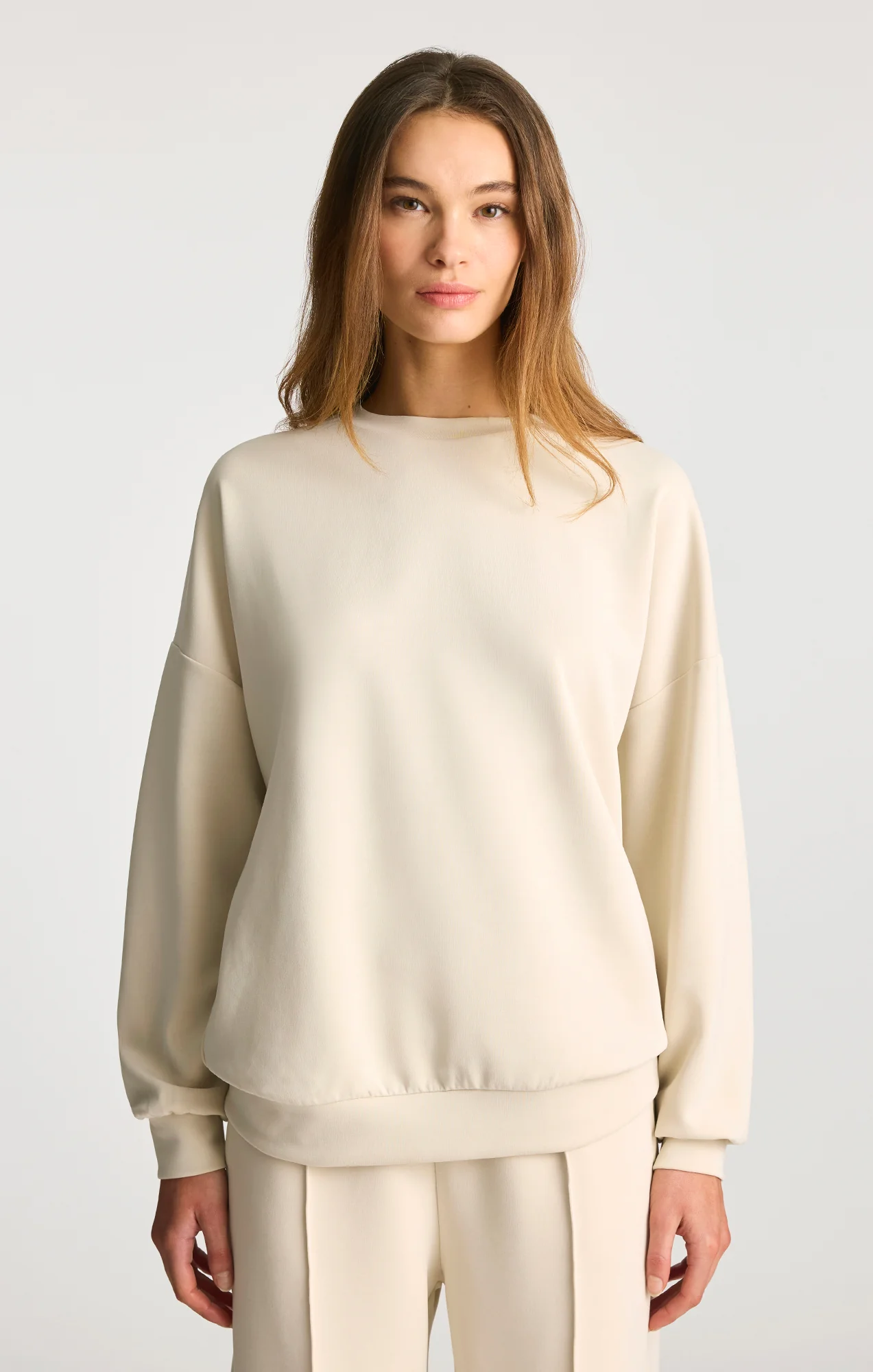 LUXE TOUCH TENCEL™ SWEATSHIRT IN BONE WHITE