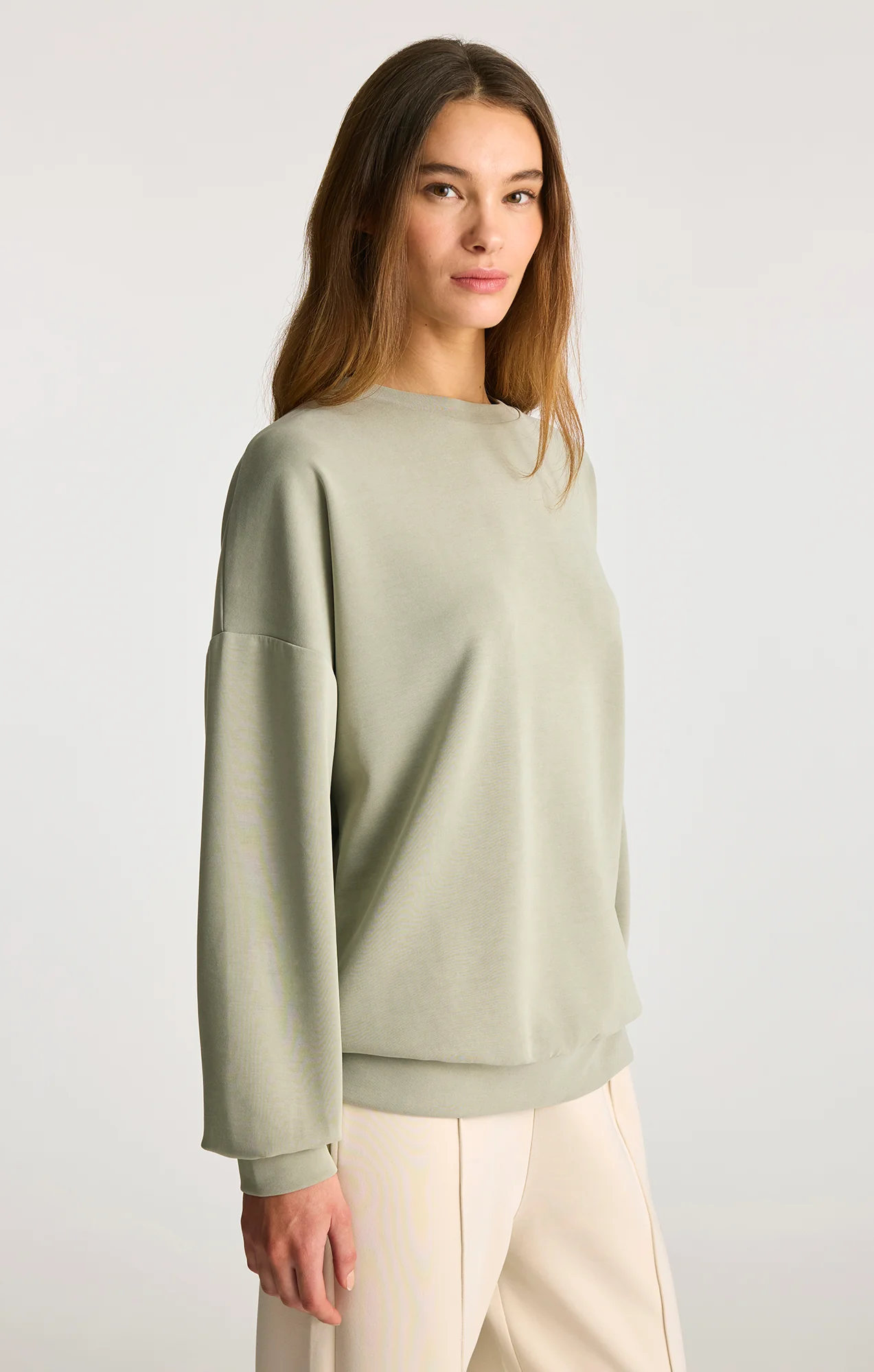 LUXE TOUCH TENCEL™ SWEATSHIRT IN SEAGRASS - Image 2