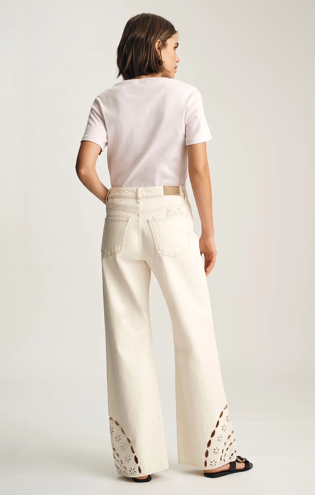 MALIBU WIDE LEG IN CREAM EMBROIDERED DENIM - Image 3