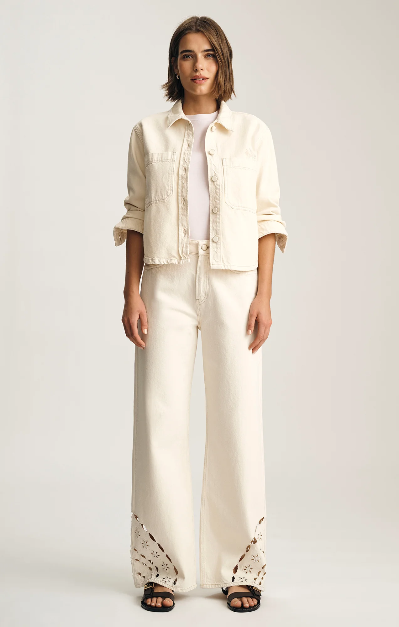 MALIBU WIDE LEG IN CREAM EMBROIDERED DENIM - Image 4