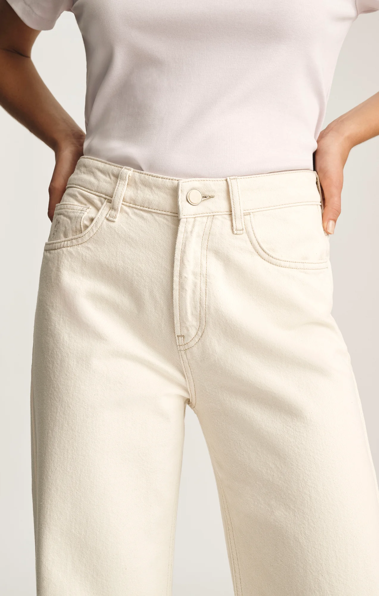 MALIBU WIDE LEG IN CREAM EMBROIDERED DENIM - Image 5